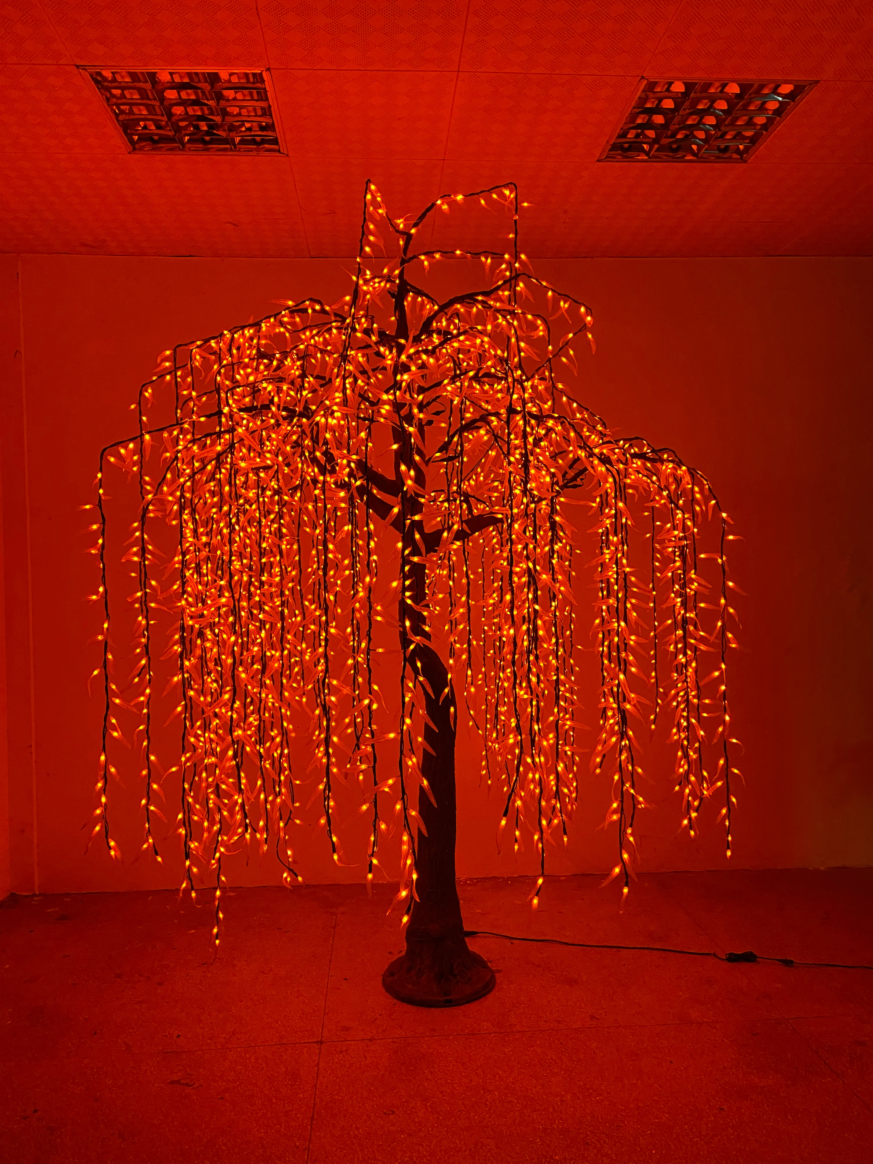 10' Orange LED Weeping Willow Tree