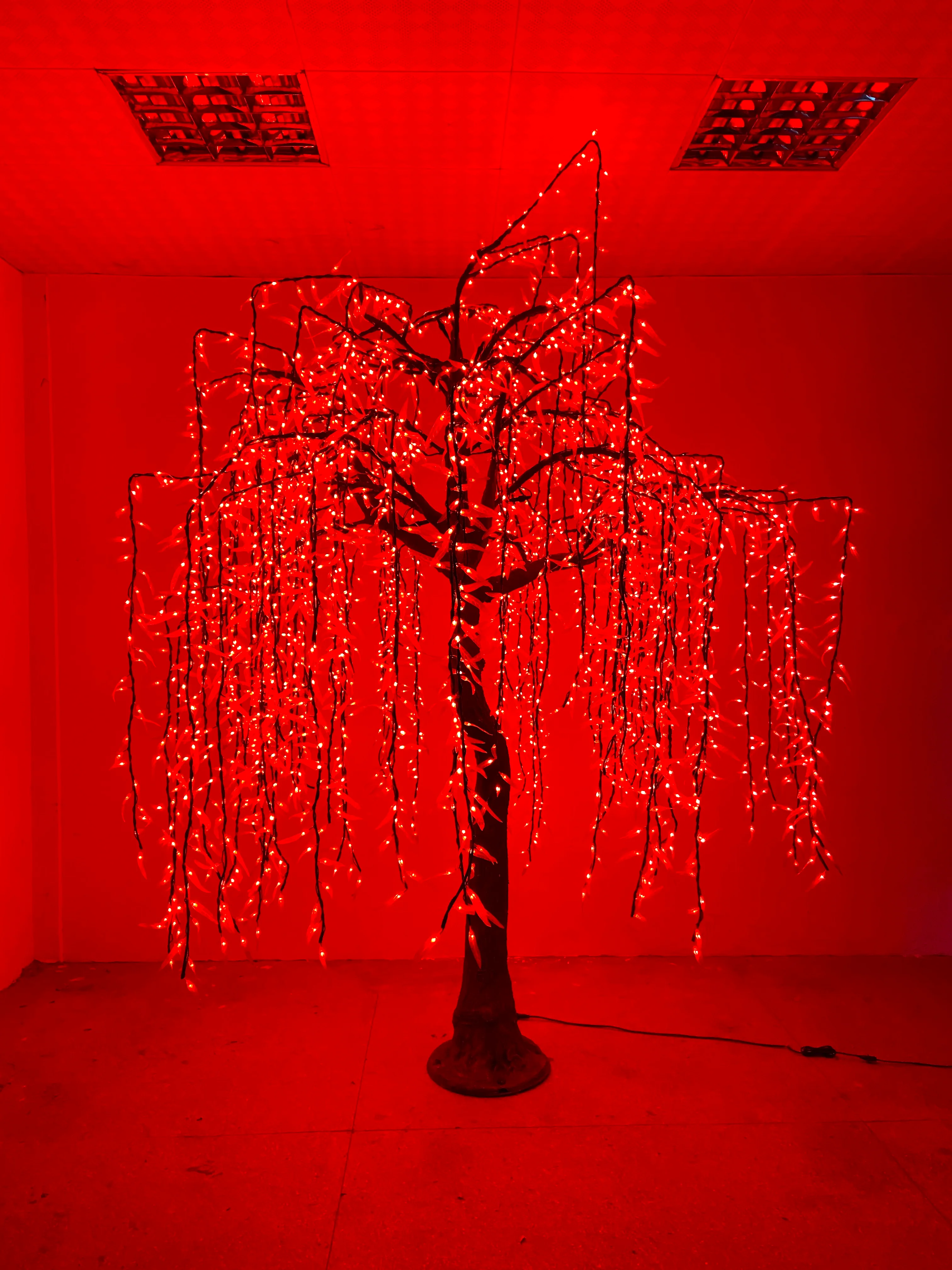 10' Red LED Weeping Willow Tree