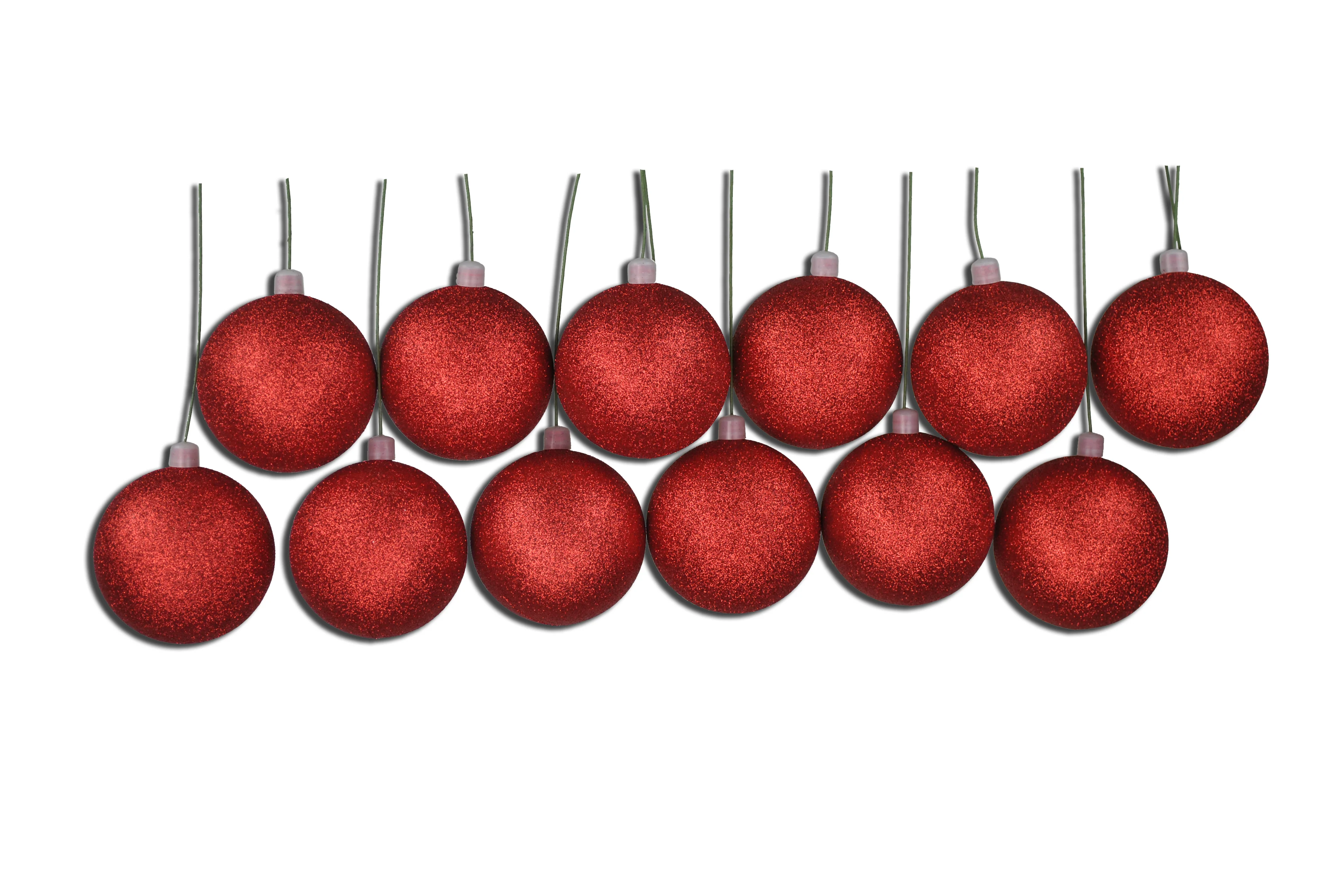 12 Pack 60mm 2.5" Glitter Red Ball Ornament with Wire - Image 4