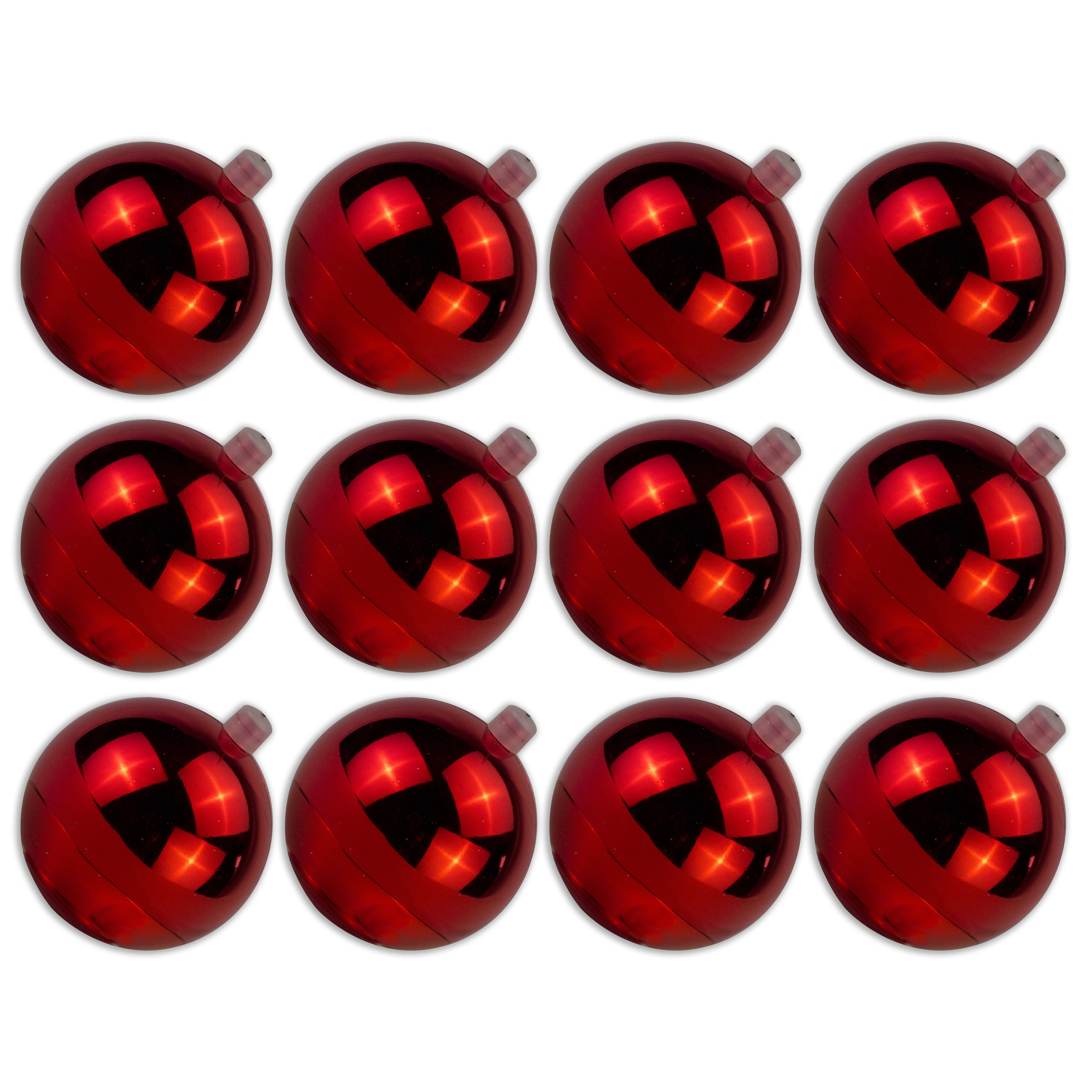 12 Pack 70mm 2.75 Shiny Red Ornament with Wire and UV Coating