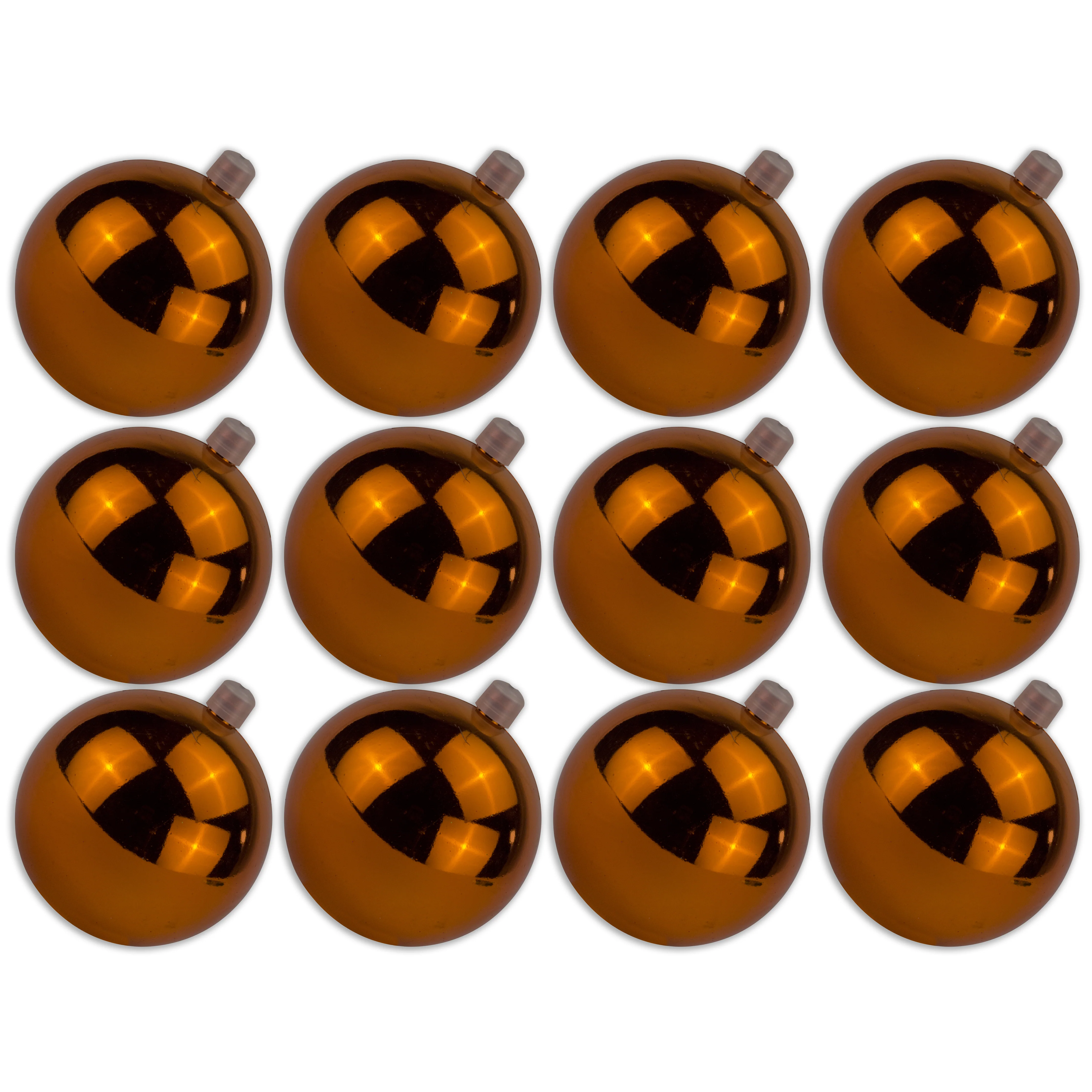 12 Pack 80mm 3" Shiny Orange Ball Ornament with Wire, UV Coated