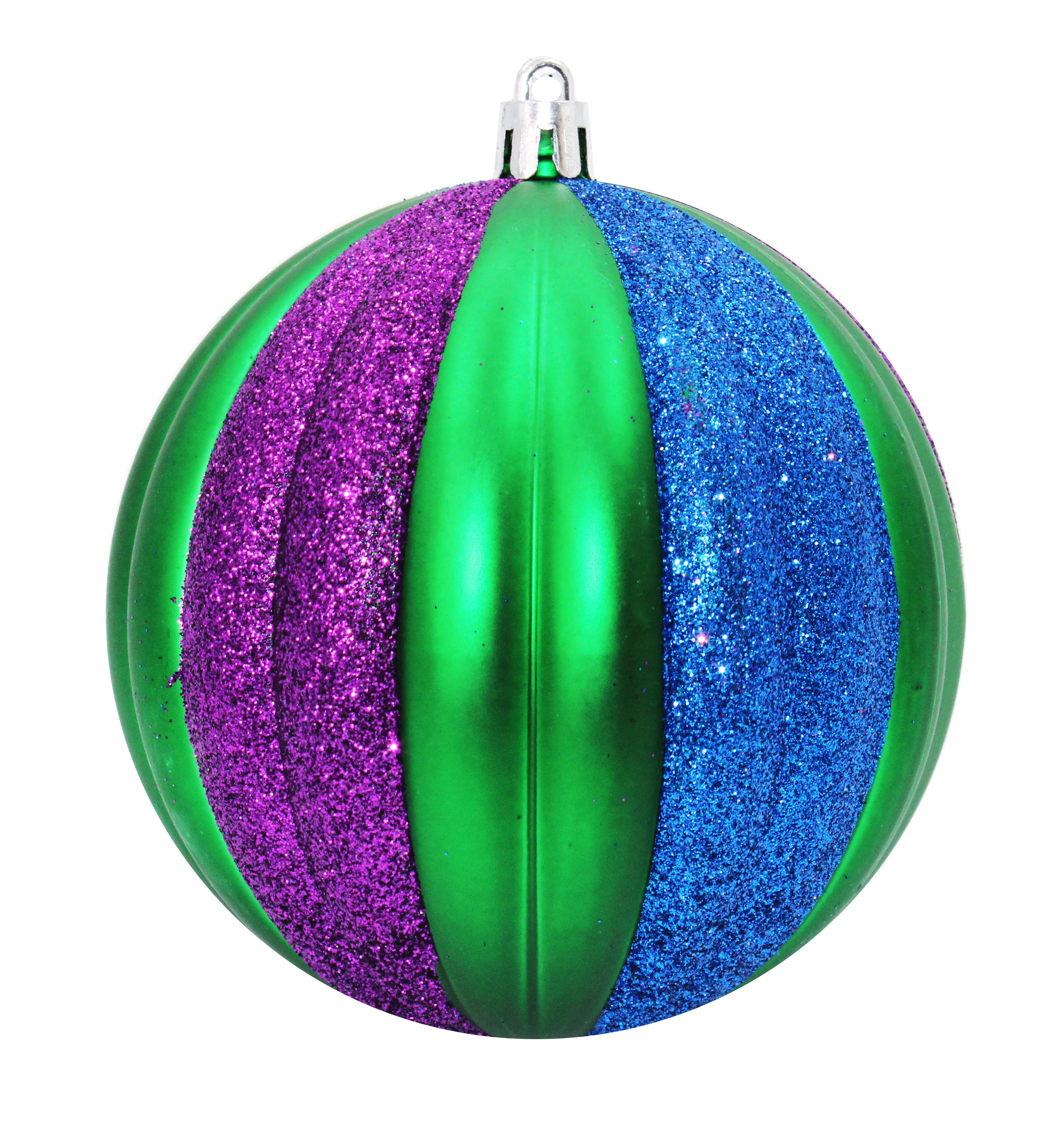 12 Pack Blue Purple and Green Assorted Ball Ornaments - Image 2