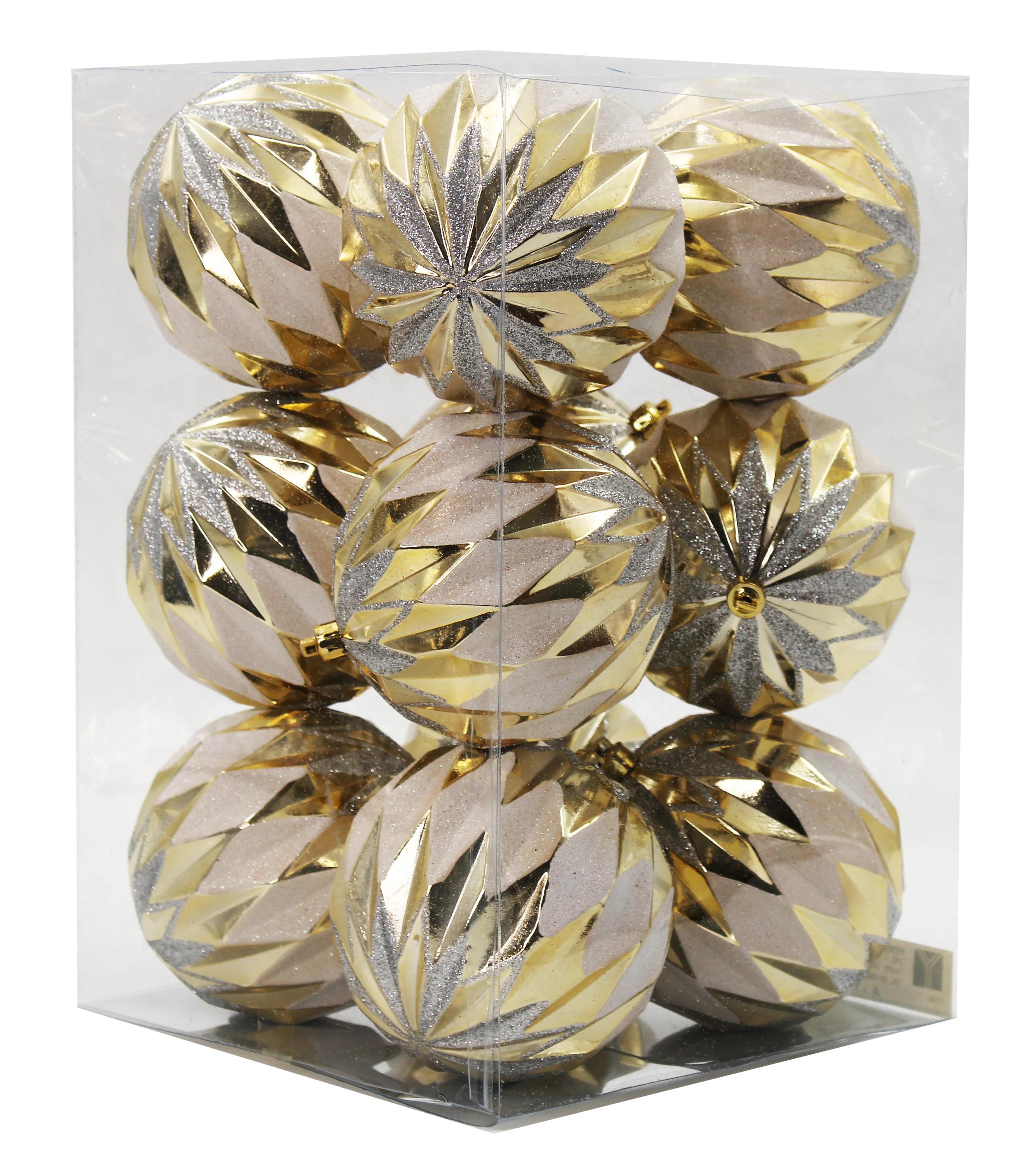 12 Pack Gold, Silver, White Assorted Ball Ornaments - Image 2