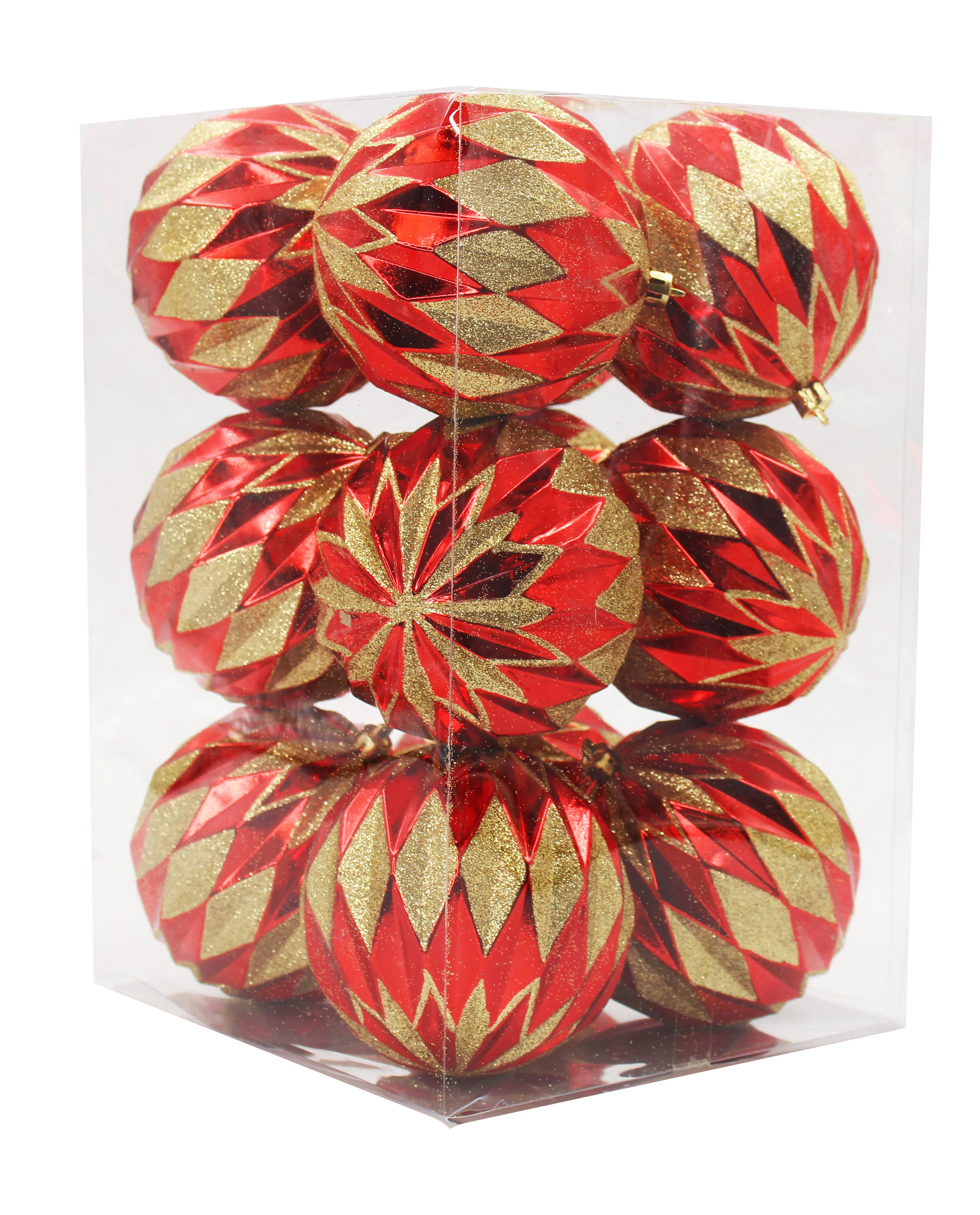 12 Pack Red and Gold Assorted Ball Ornaments - Image 2