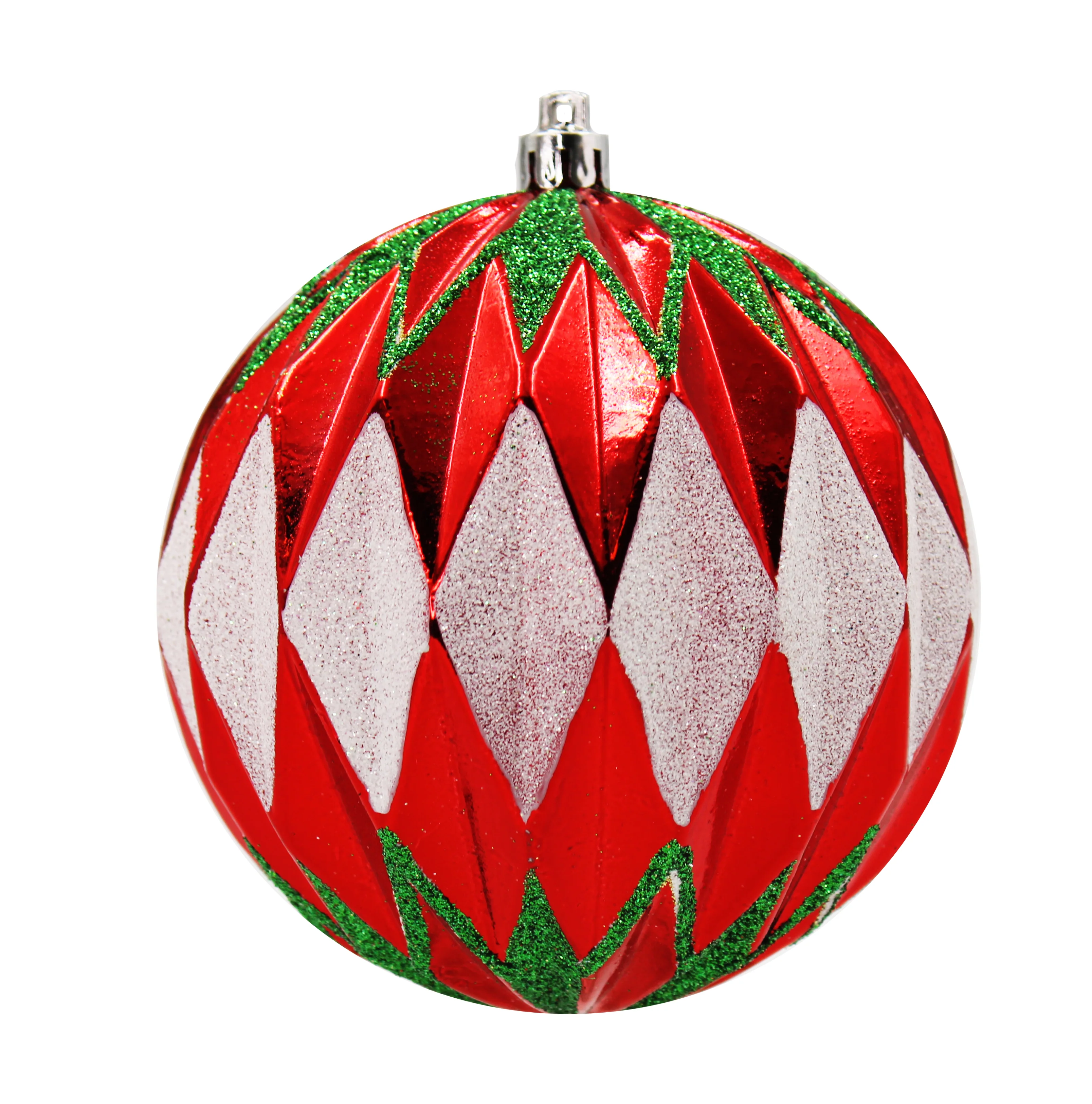 12 Pack Red, Green, White Assorted Ball Ornaments - Image 3