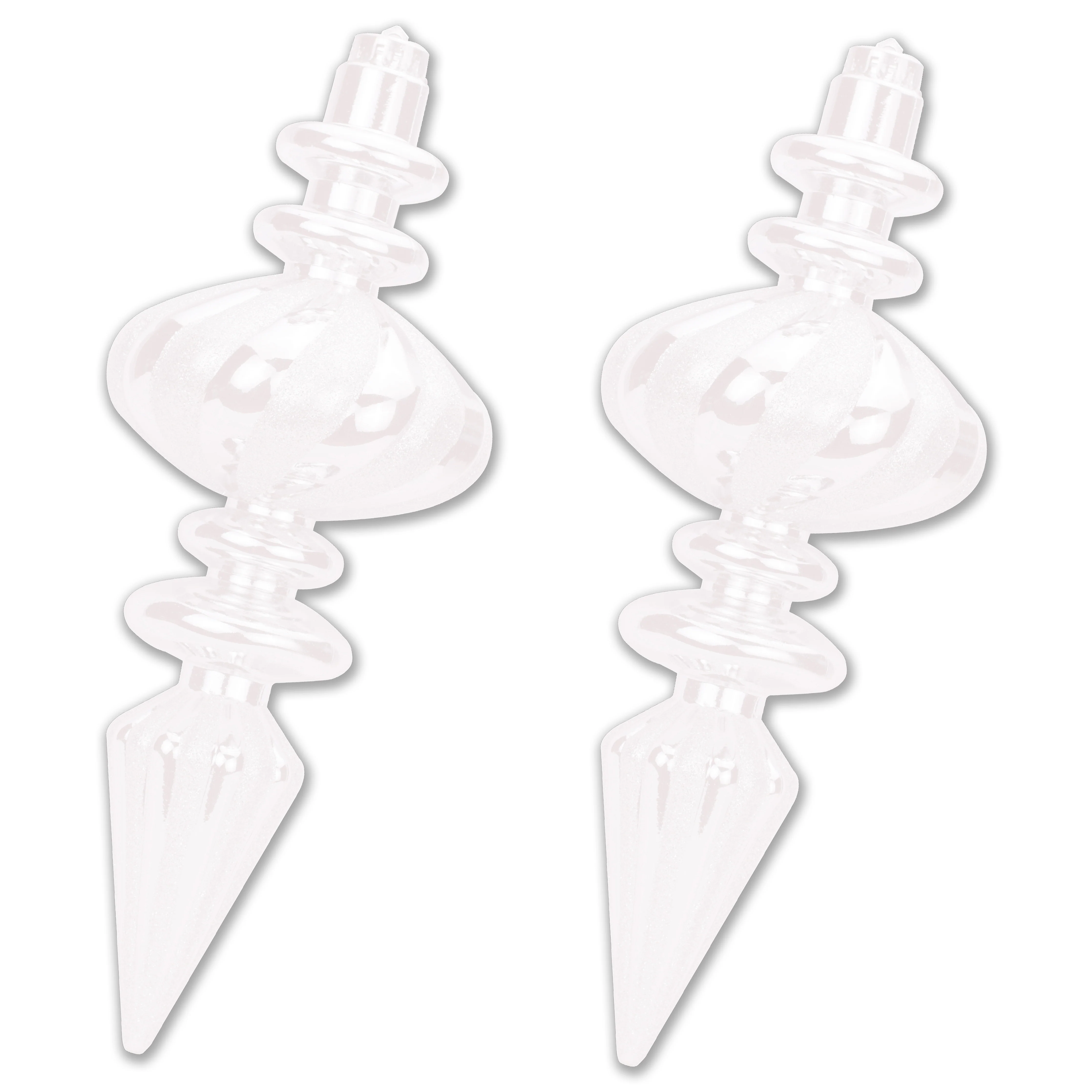2 Pack 11" White Finial Ornaments with White Glitter
