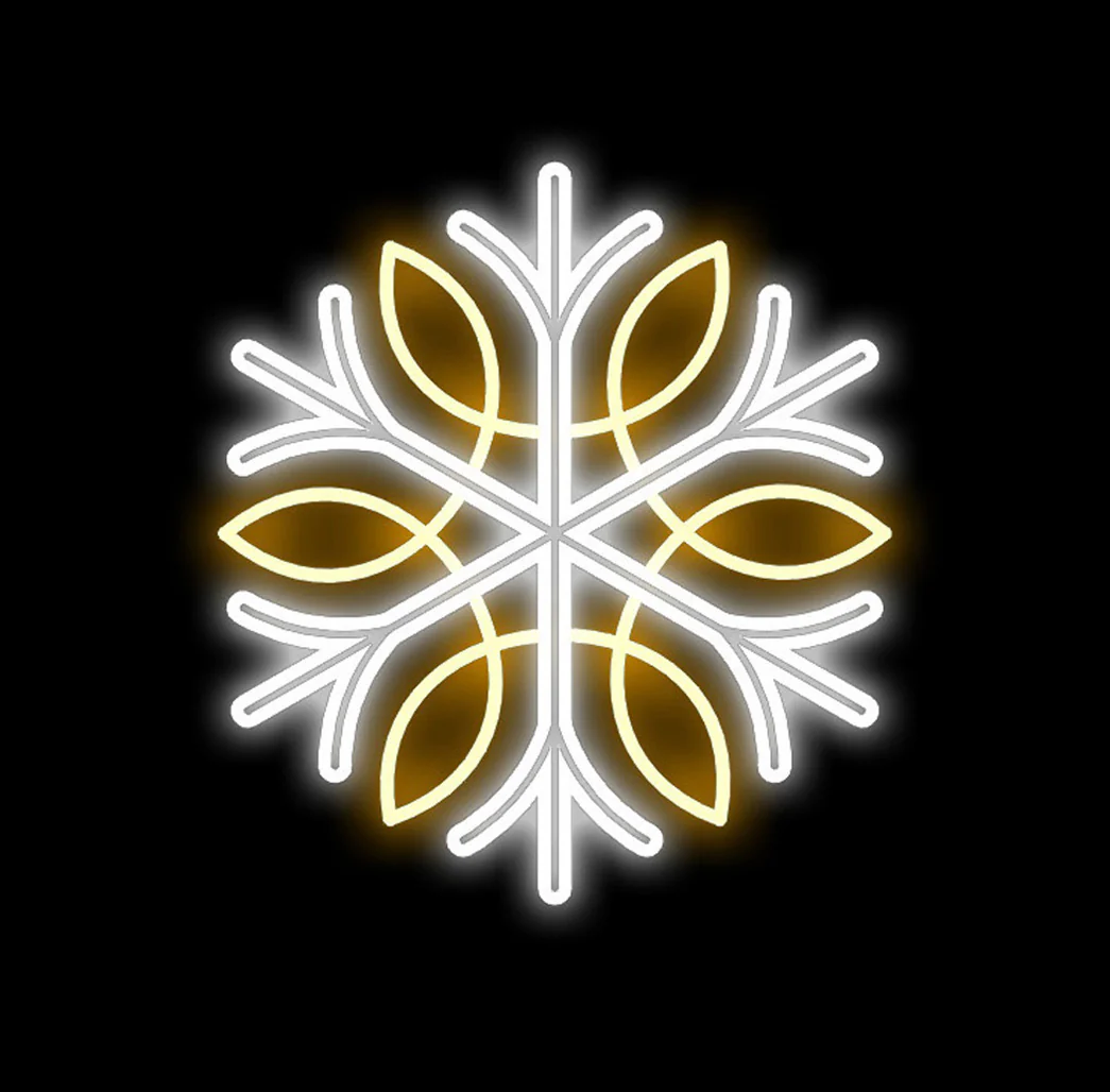 2' Pure White and Warm White LED Snowflake