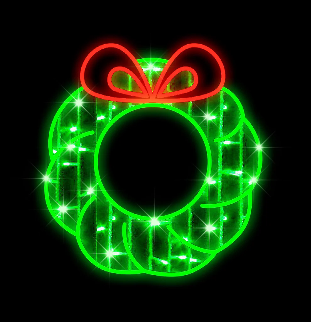 2' Red and Green LED Wreath Window Display
