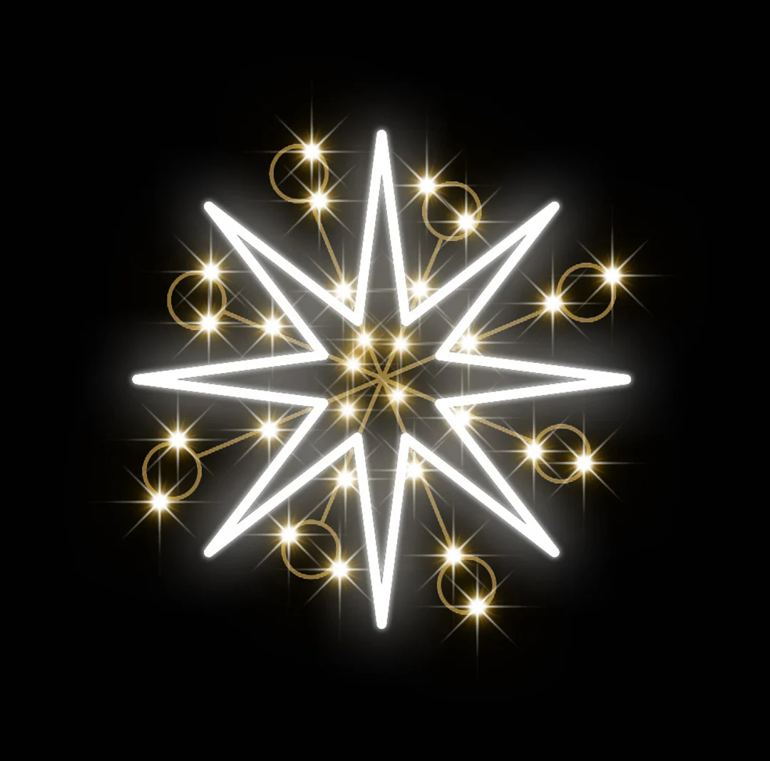 2' Warm White and Pure White LED 8 Point Star Ground Mount