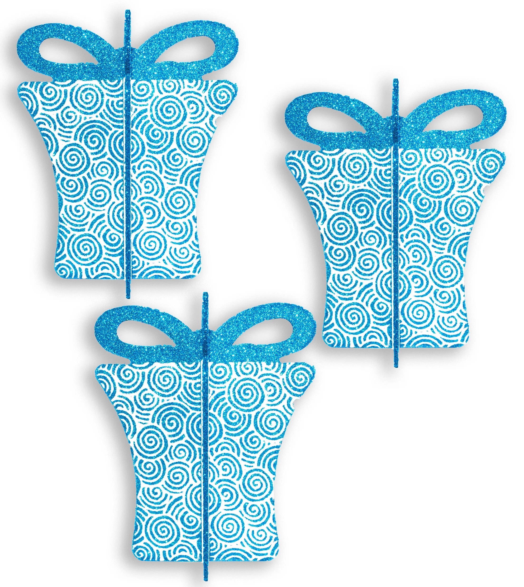 3 Pack 8" Aqua and White 3D Gift Box