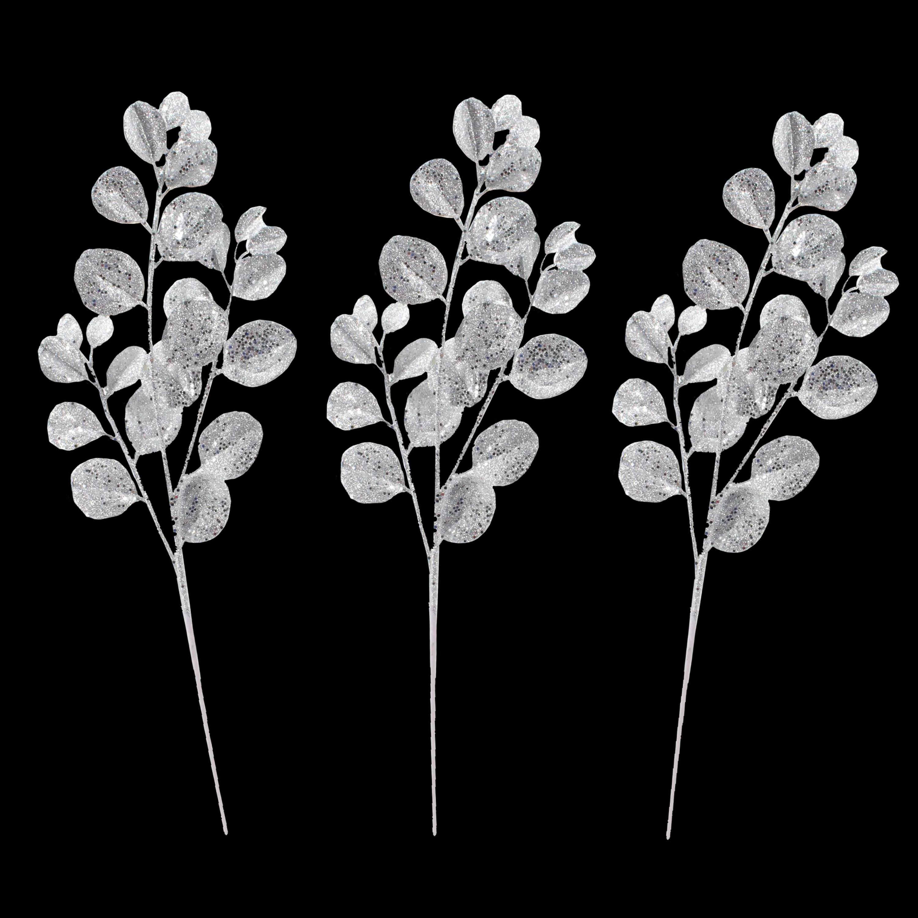 3 Pack of Silver Round Leaf Glitter Picks - Image 2