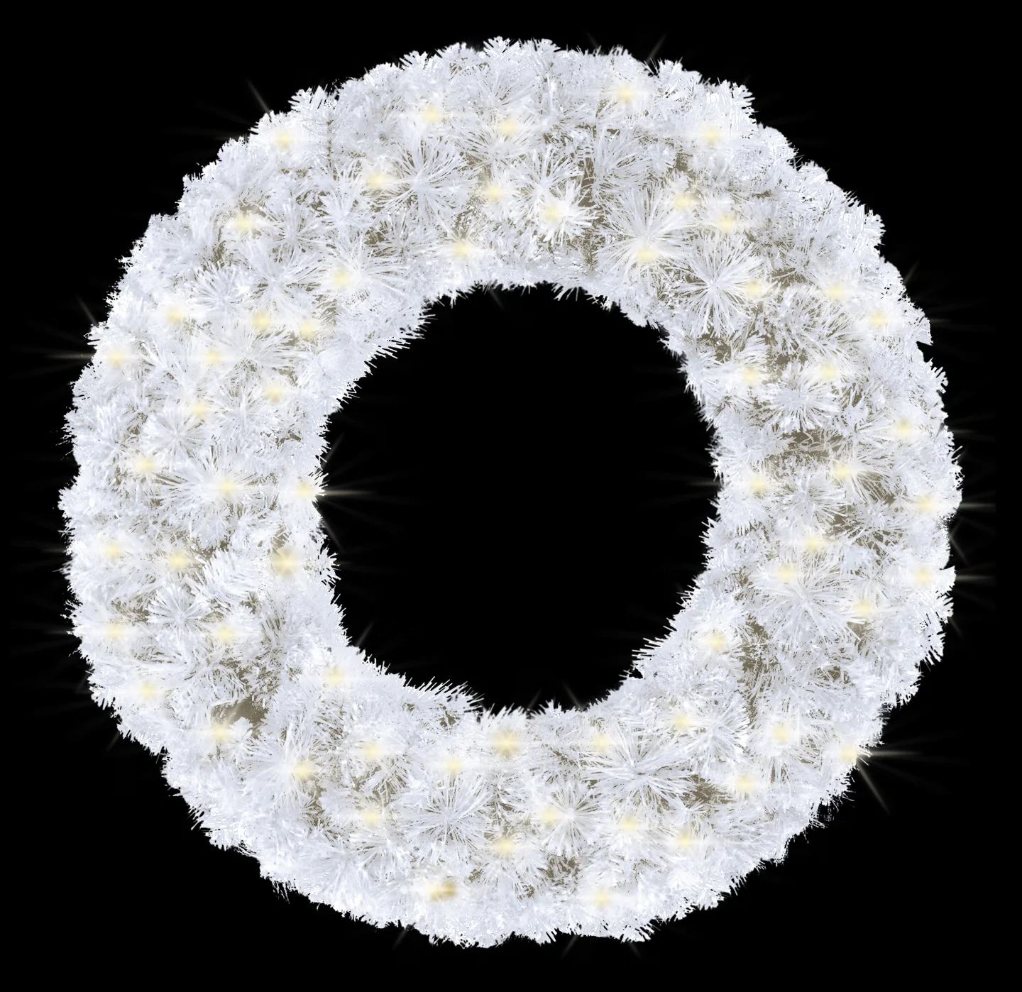 3' White Sequoia Wreath Pre-Lit with Warm White LEDs