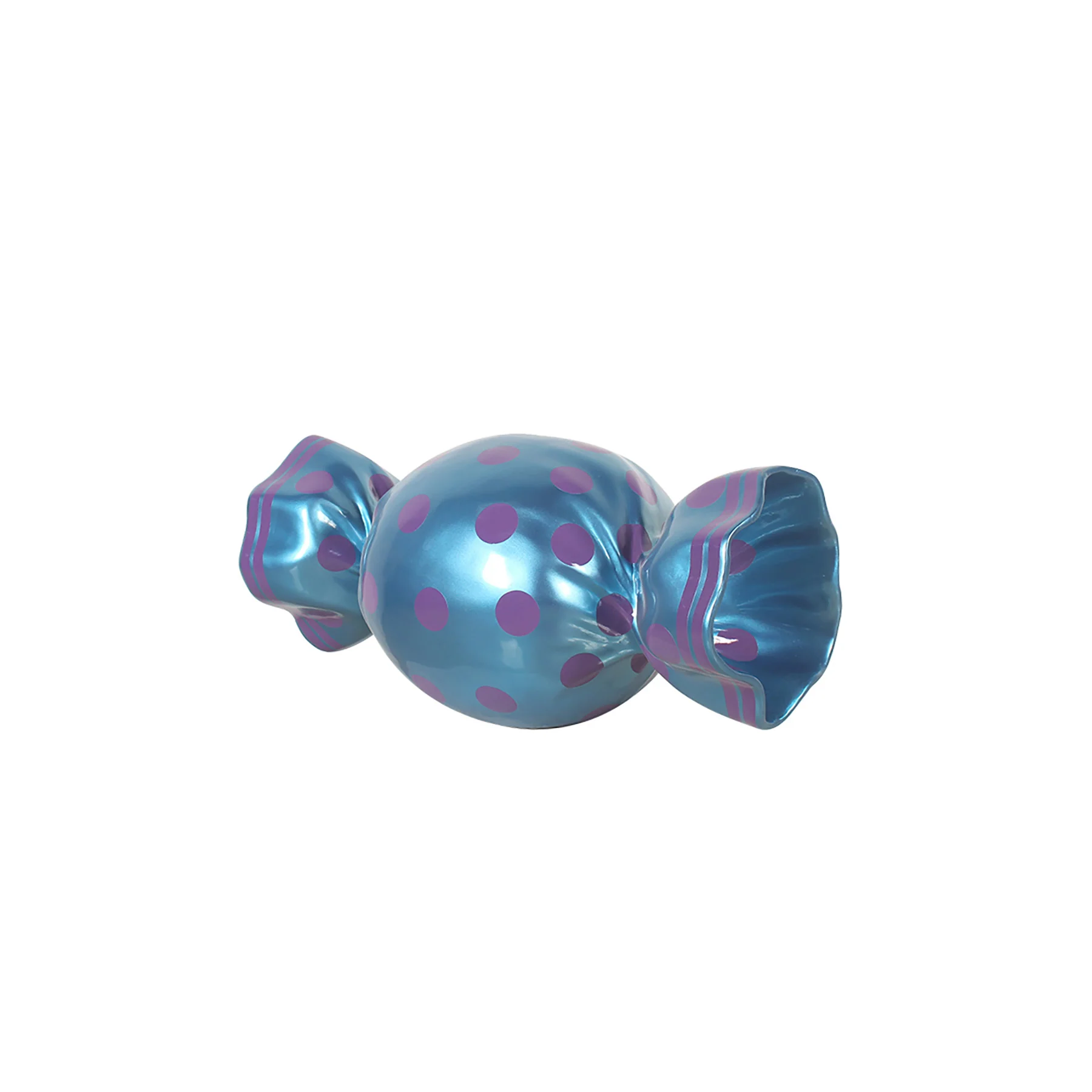 3' Wrapped Oval Candy with Light Blue Wrapper and Purple Polka Dots - Image 2