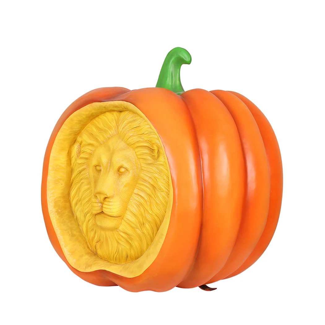 36" Lion Carved Pumpkin - Image 3
