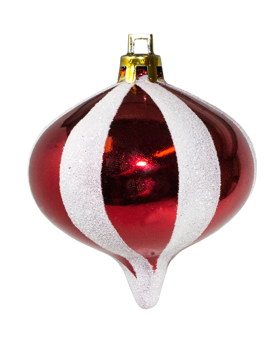 36 Pack Red Onion Ornament with Glitter Stripes - Image 3