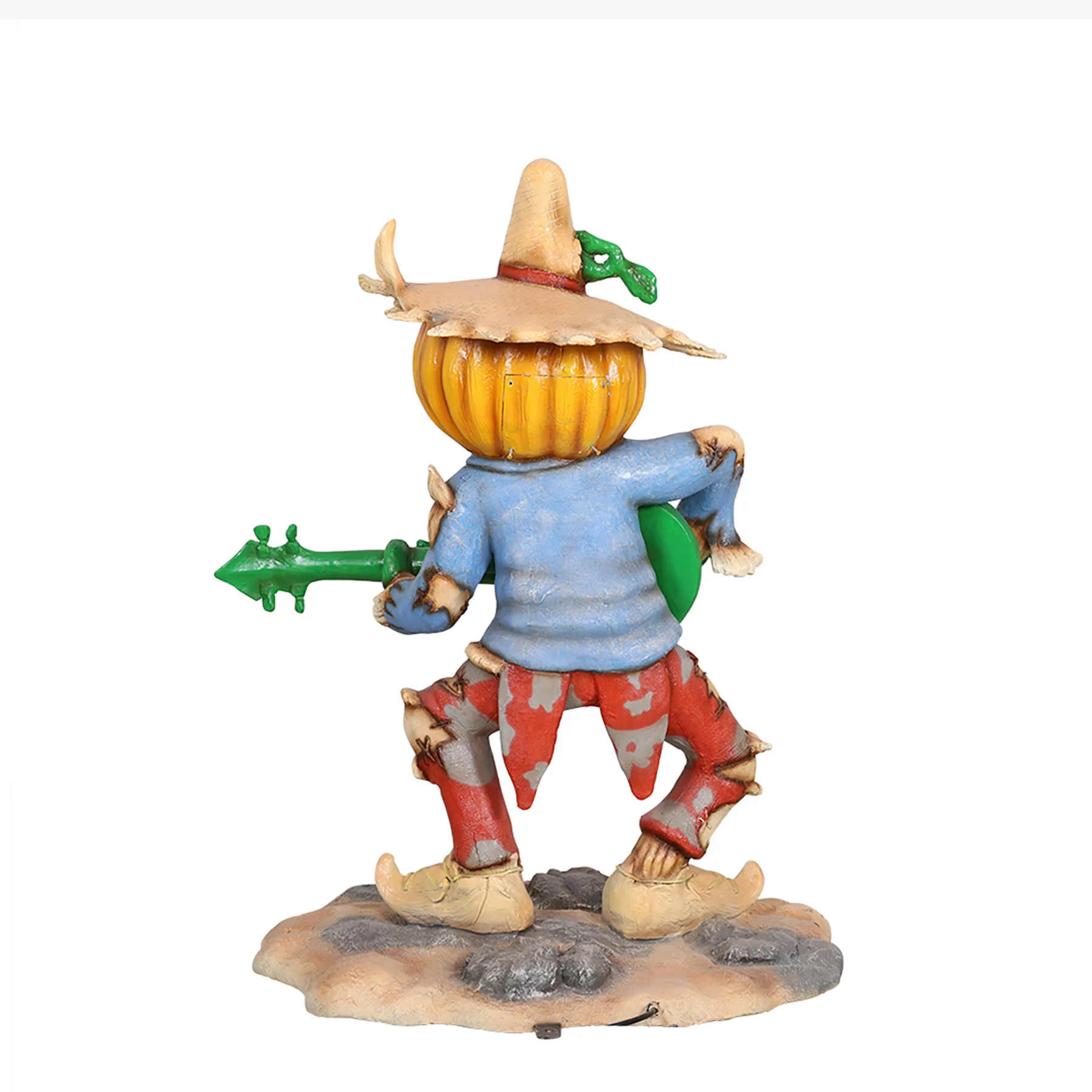 4.5' Pumpkin Scarecrow Playing the Banjo - Image 3