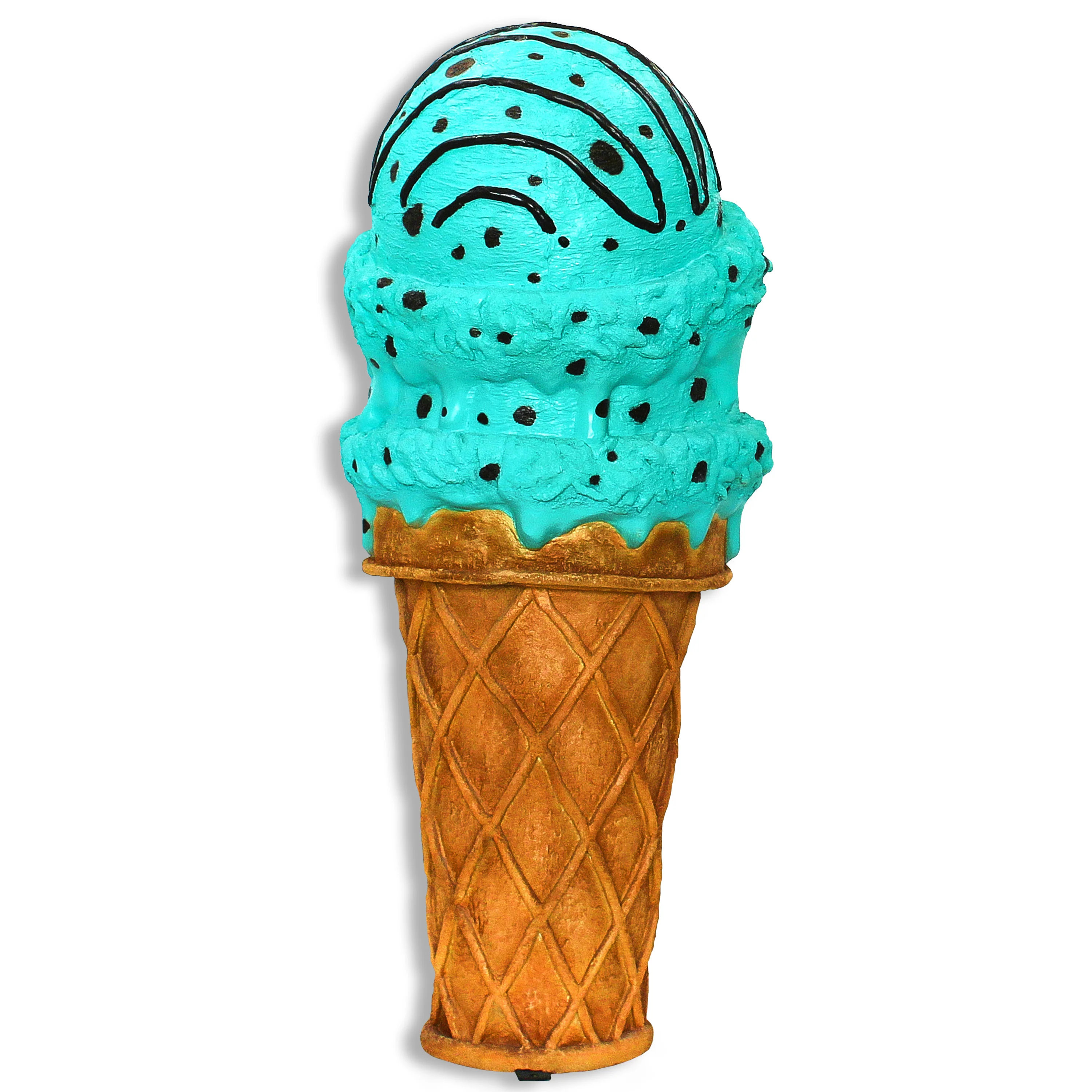 4' Double Scoop Mint Chocolate Ice Cream Cone - Image 3