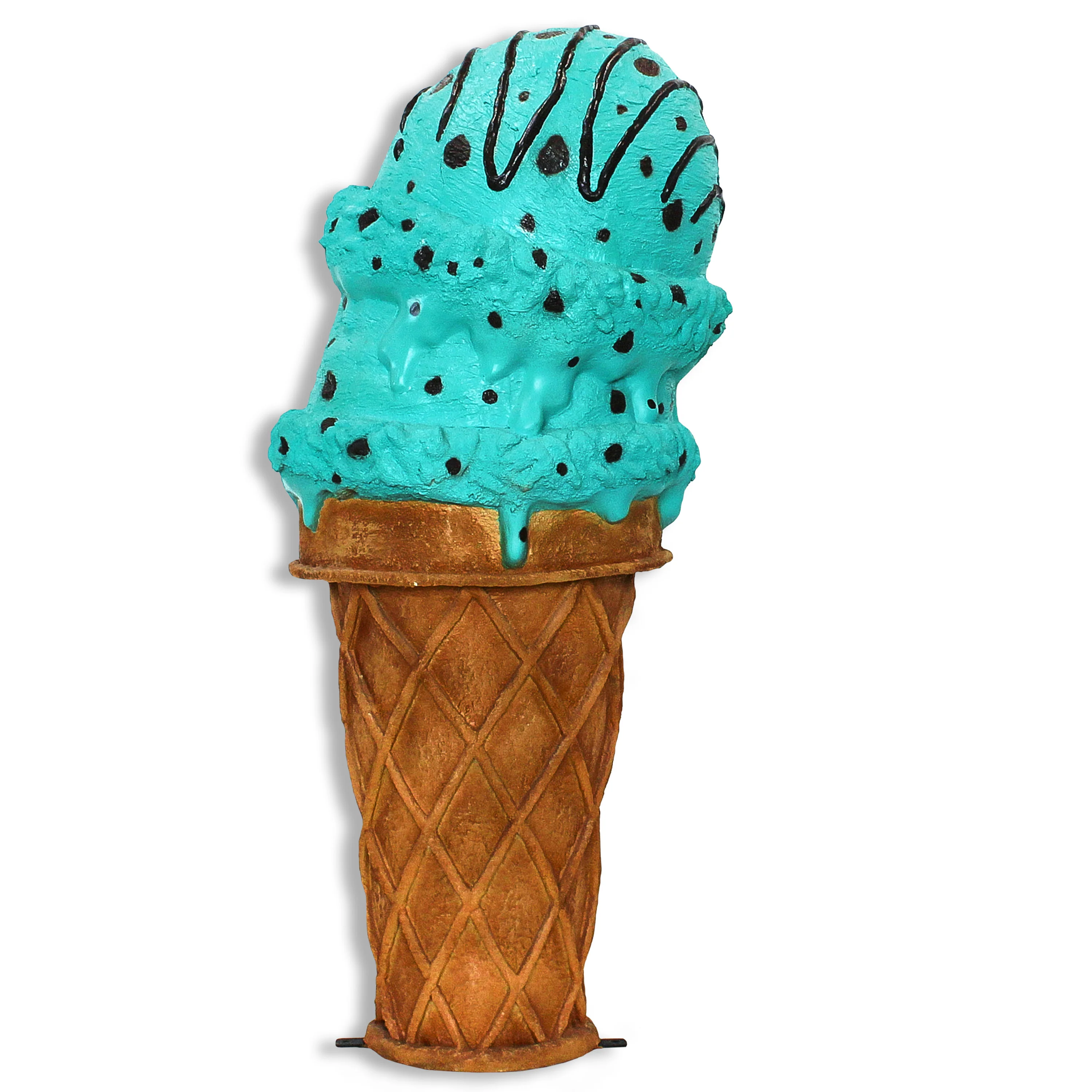 4' Double Scoop Mint Chocolate Ice Cream Cone - Image 4