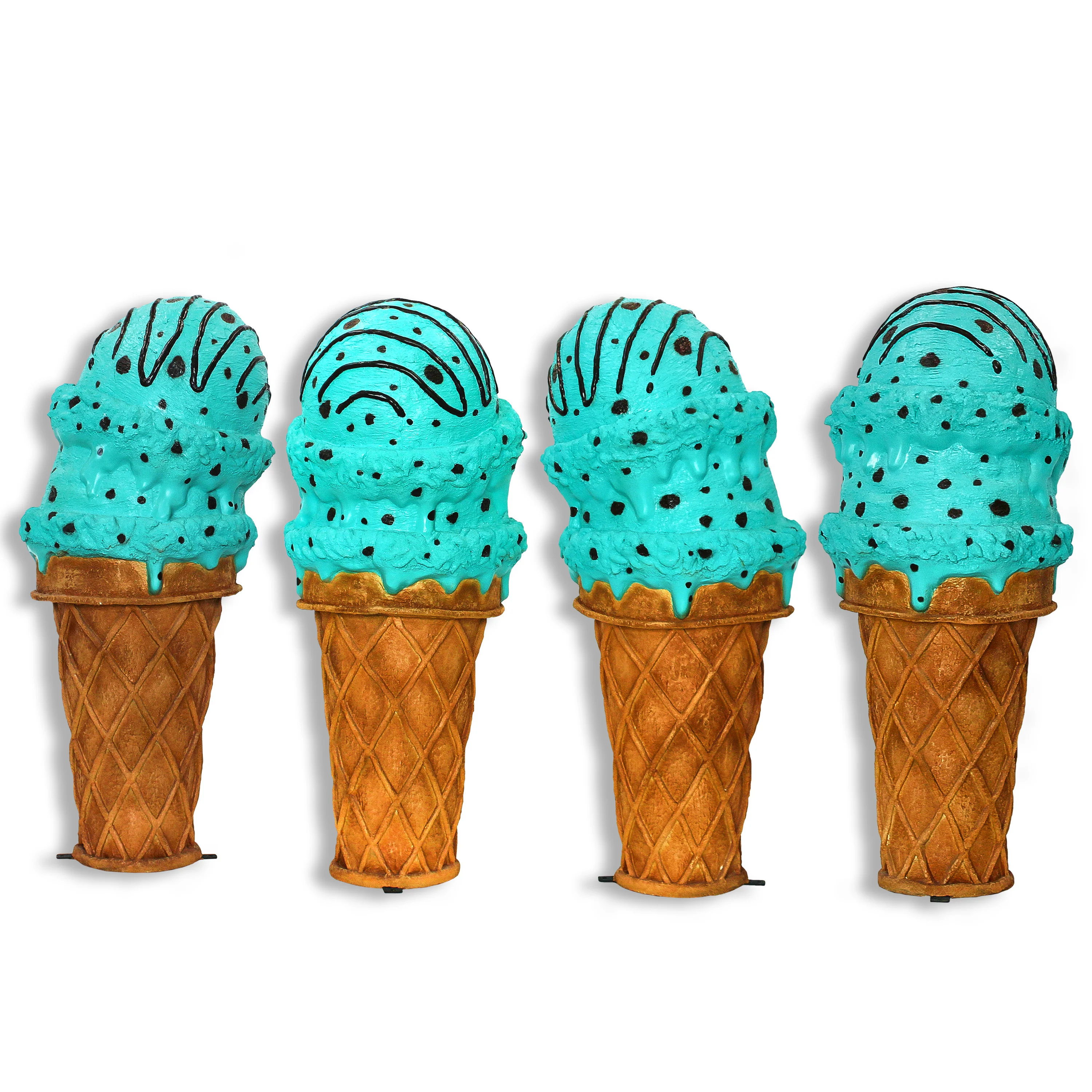 4' Double Scoop Mint Chocolate Ice Cream Cone - Image 5