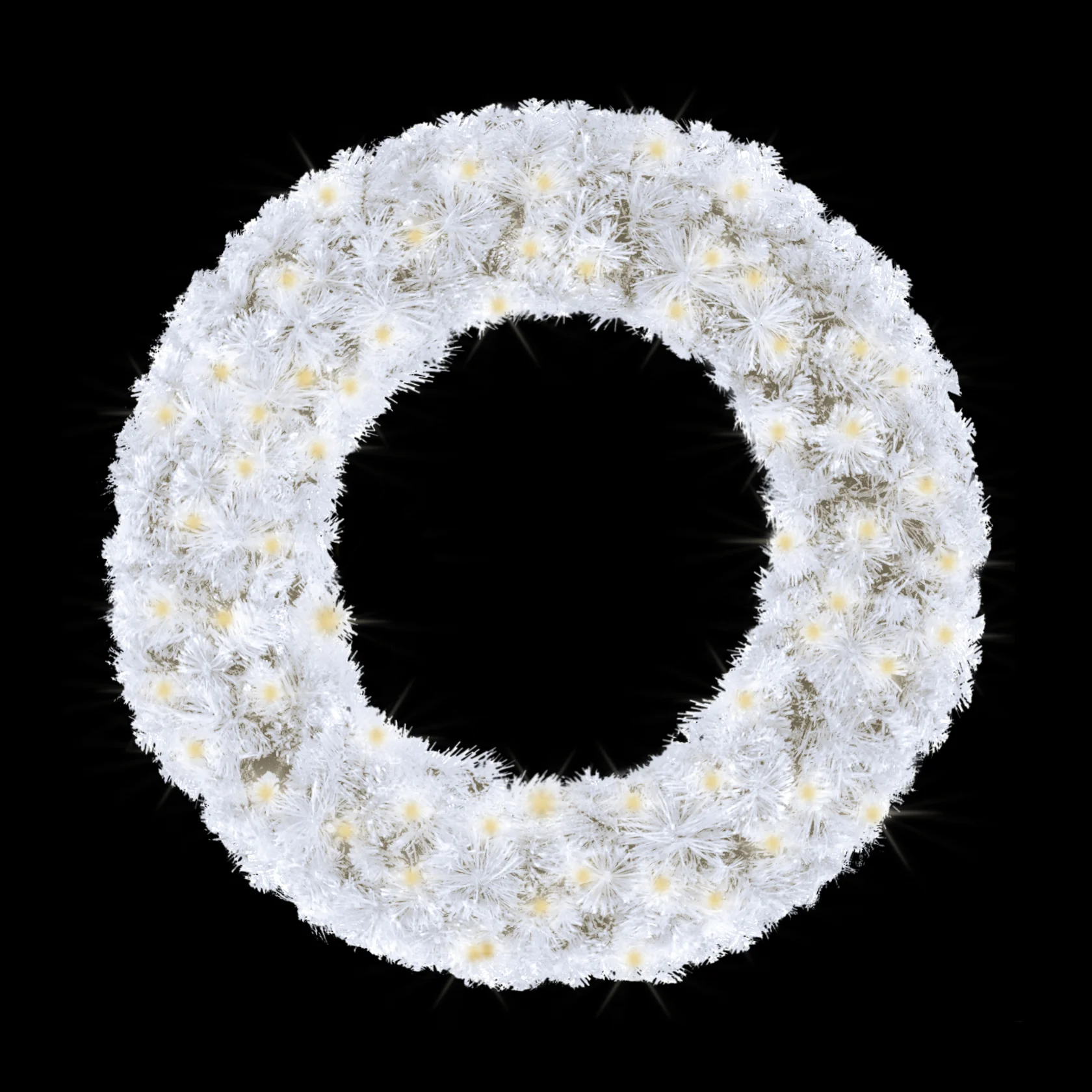 4' White Sequoia Wreath Pre-Lit with Warm White LEDs