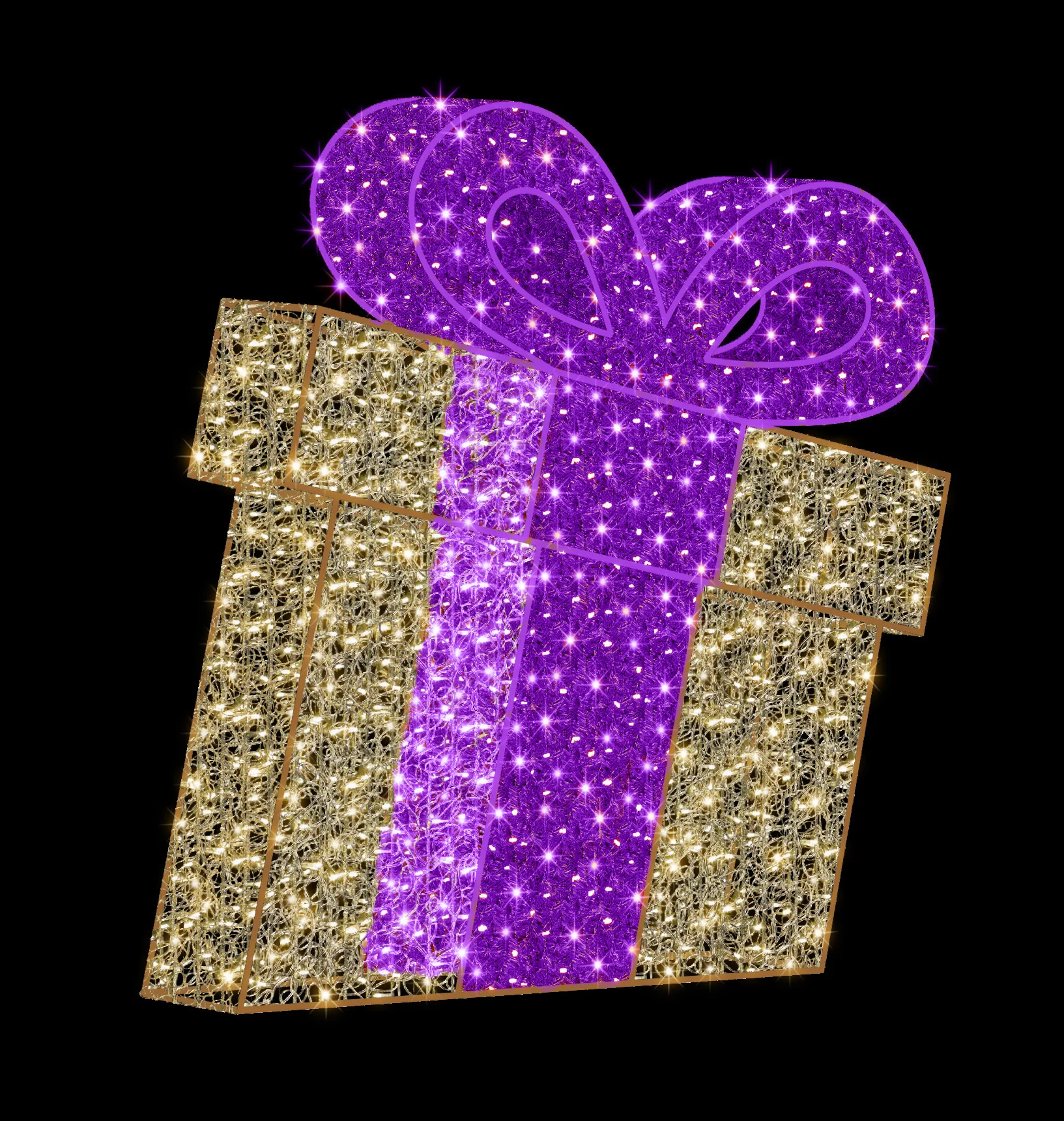 5' 3D Purple Gift Box Neon Flex