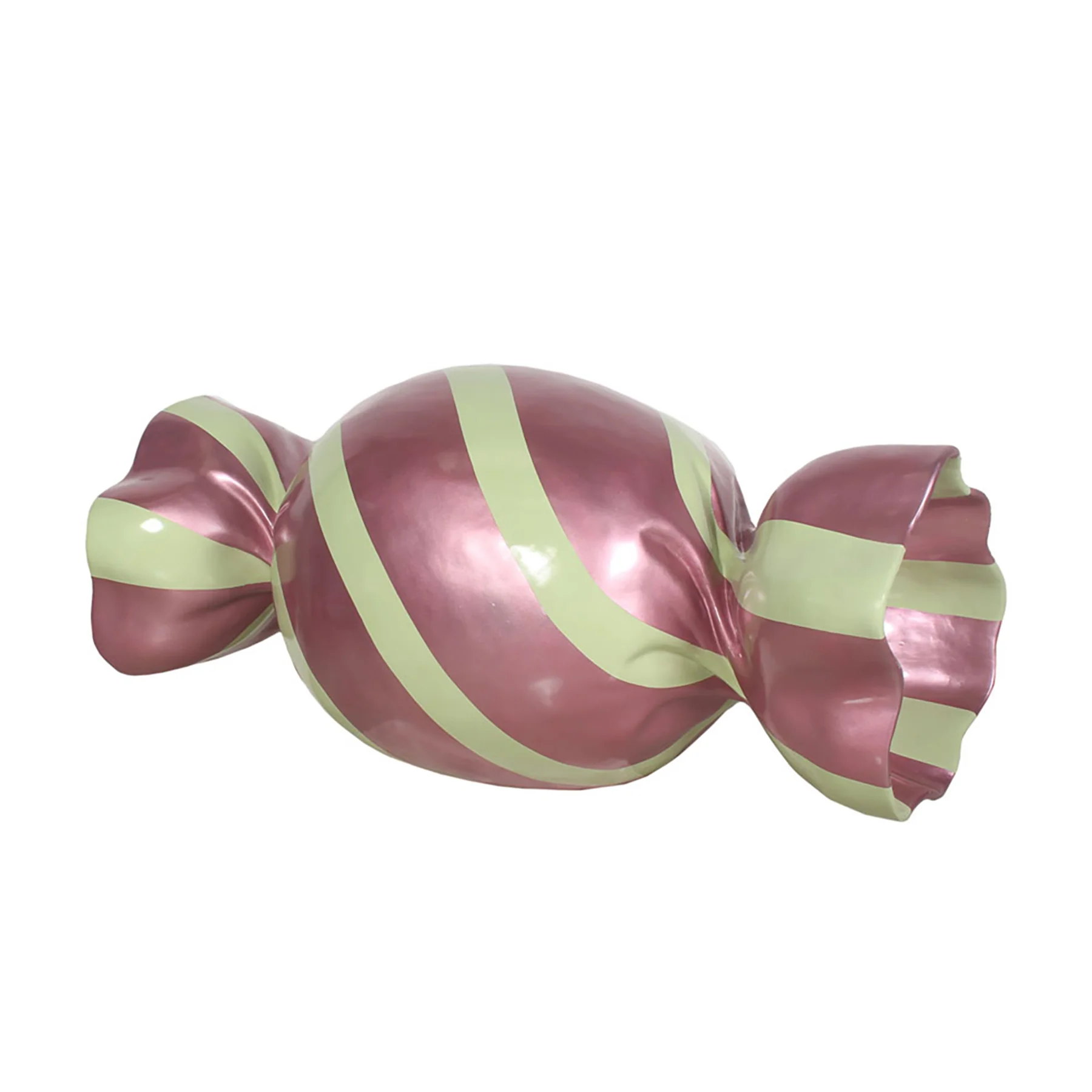 5' Wrapped Oval Candy with Hot Pink Wrapper with Lime Green Stripes - Image 2