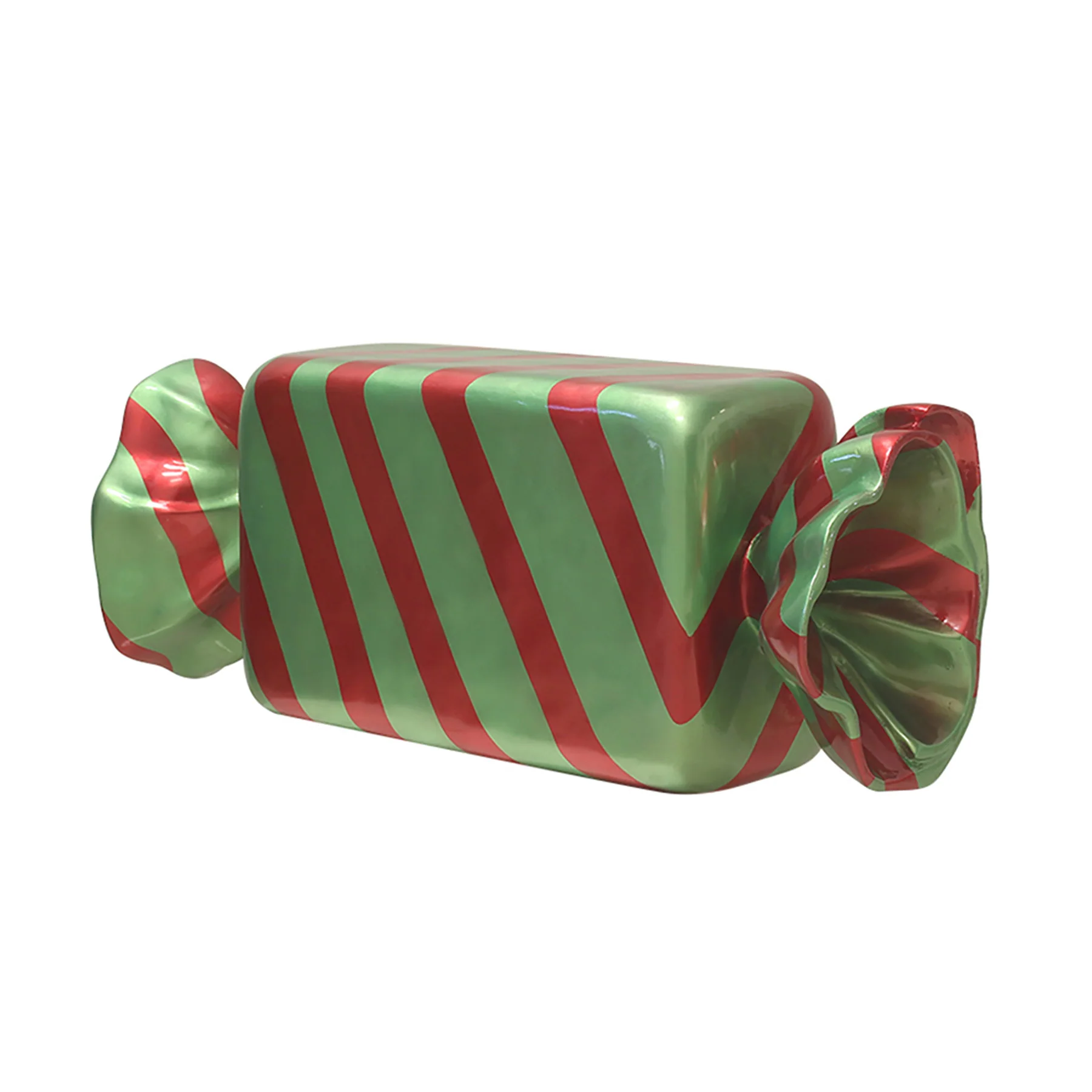 5' Wrapped Rectangle Candy with Green Wrapper and Red Stripes - Image 2