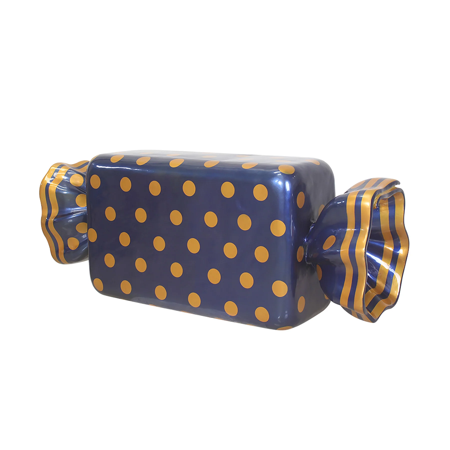 5' Wrapped Rectangle Candy with Navy Blue Wrapper with Orange Polka Dots - Image 2