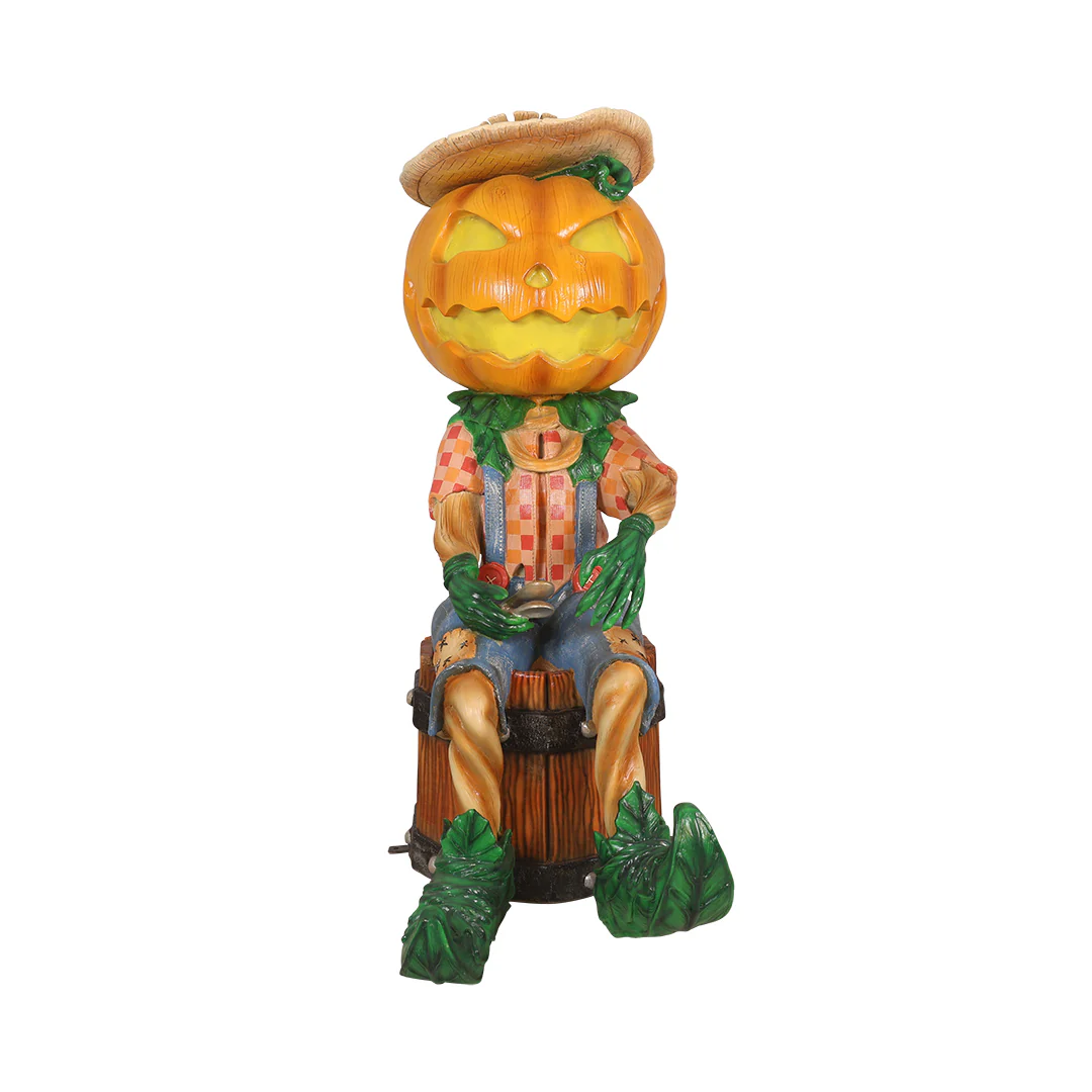 5'7" Tall Pumpkin Scarecrow Playing the Spoons