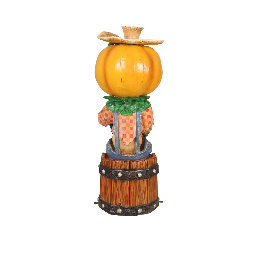 5'7" Tall Pumpkin Scarecrow Playing the Spoons - Image 2