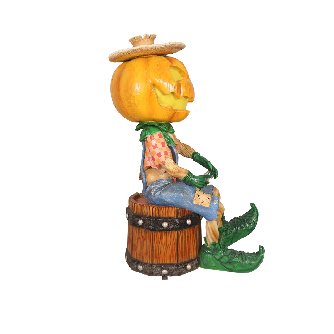 5'7" Tall Pumpkin Scarecrow Playing the Spoons - Image 3