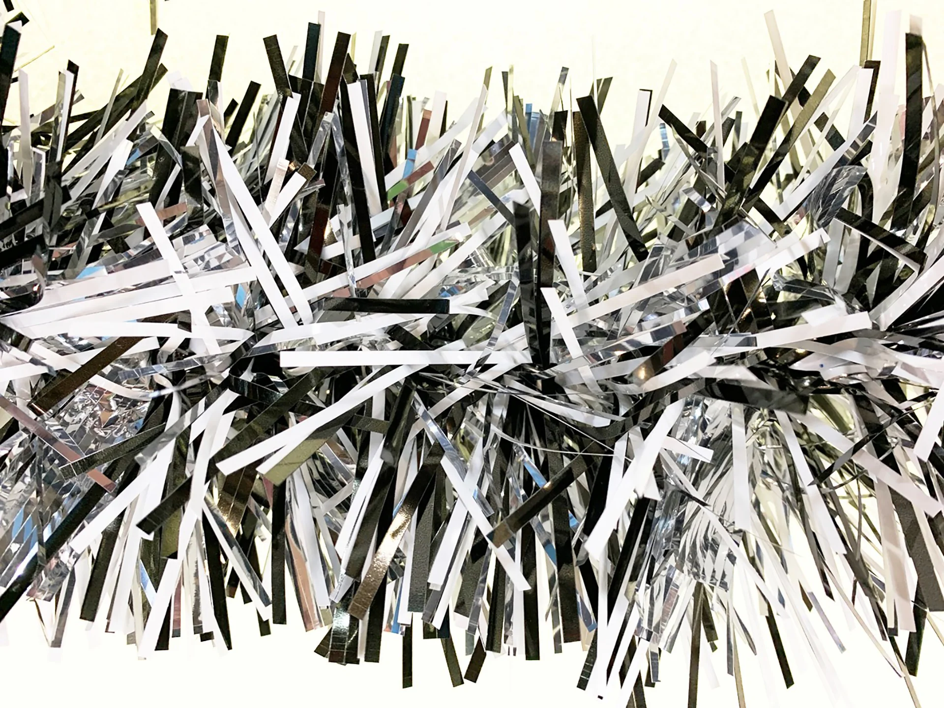 6" Black, White, and Silver Stuffed Garland 20' Long