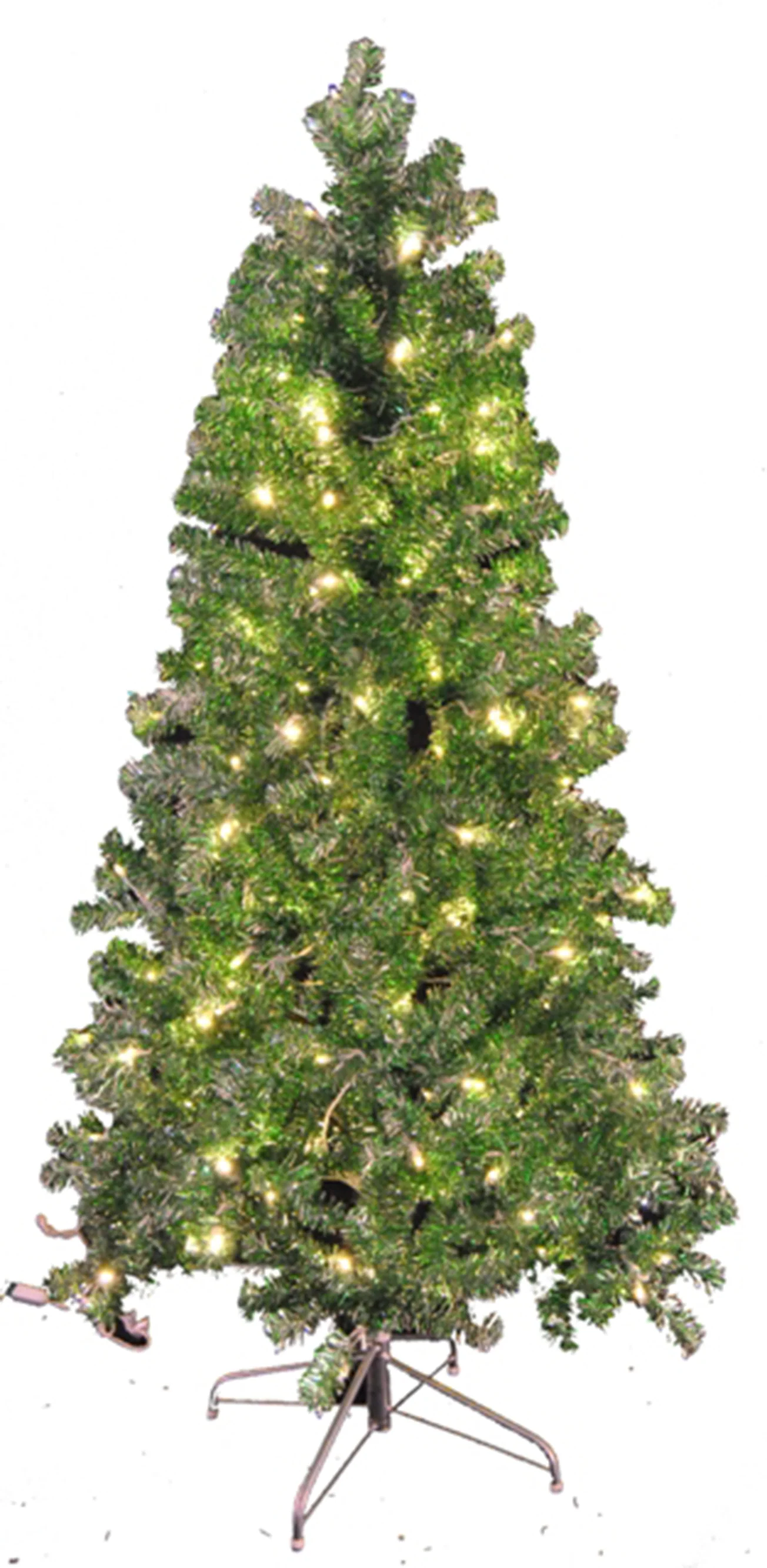 6' Green and Silver Tinsel Tree Pre Lit with LED Warm White Lights