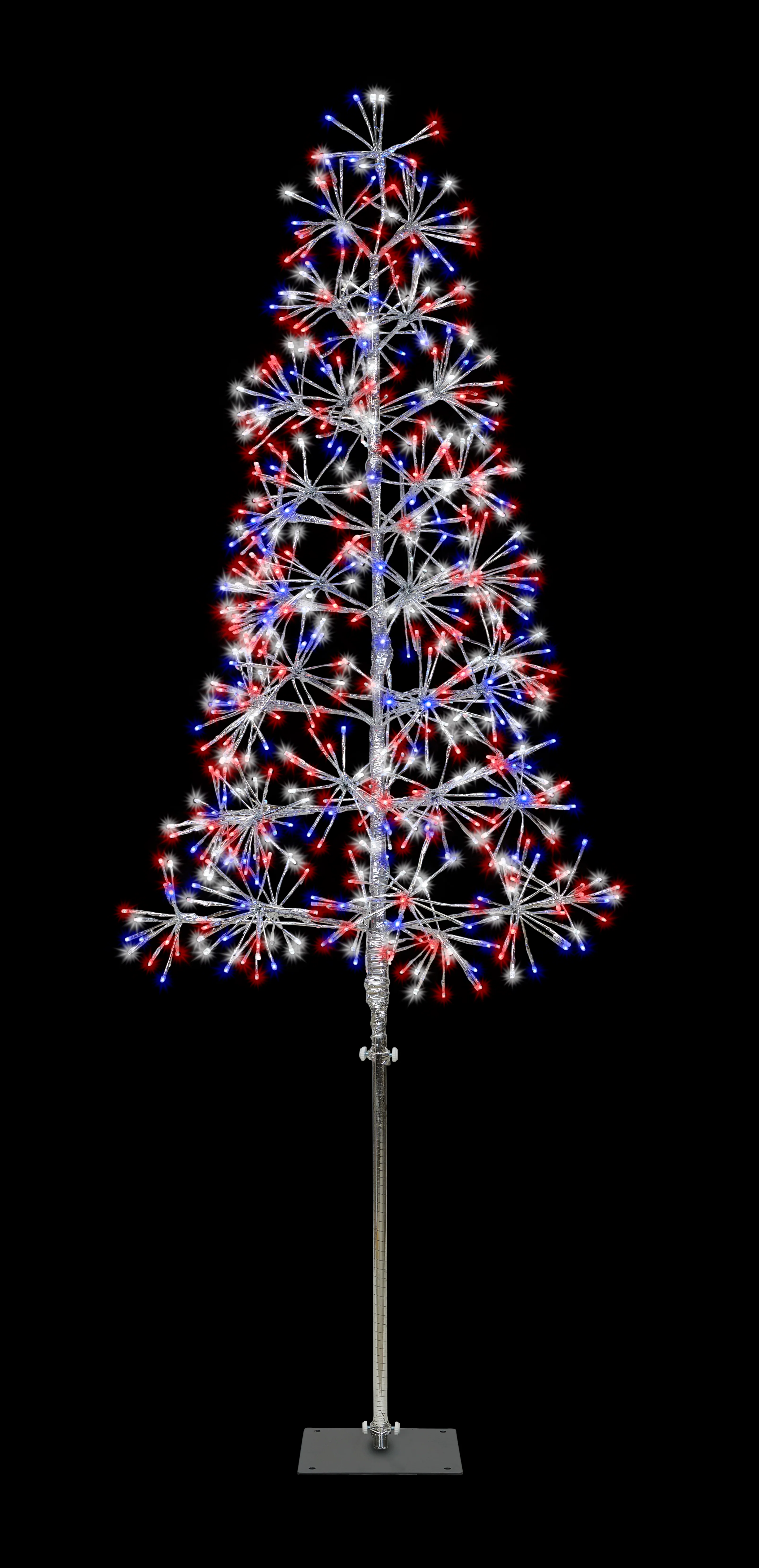 6' Red, White and Blue LED Tree with Silver Frame - Image 3