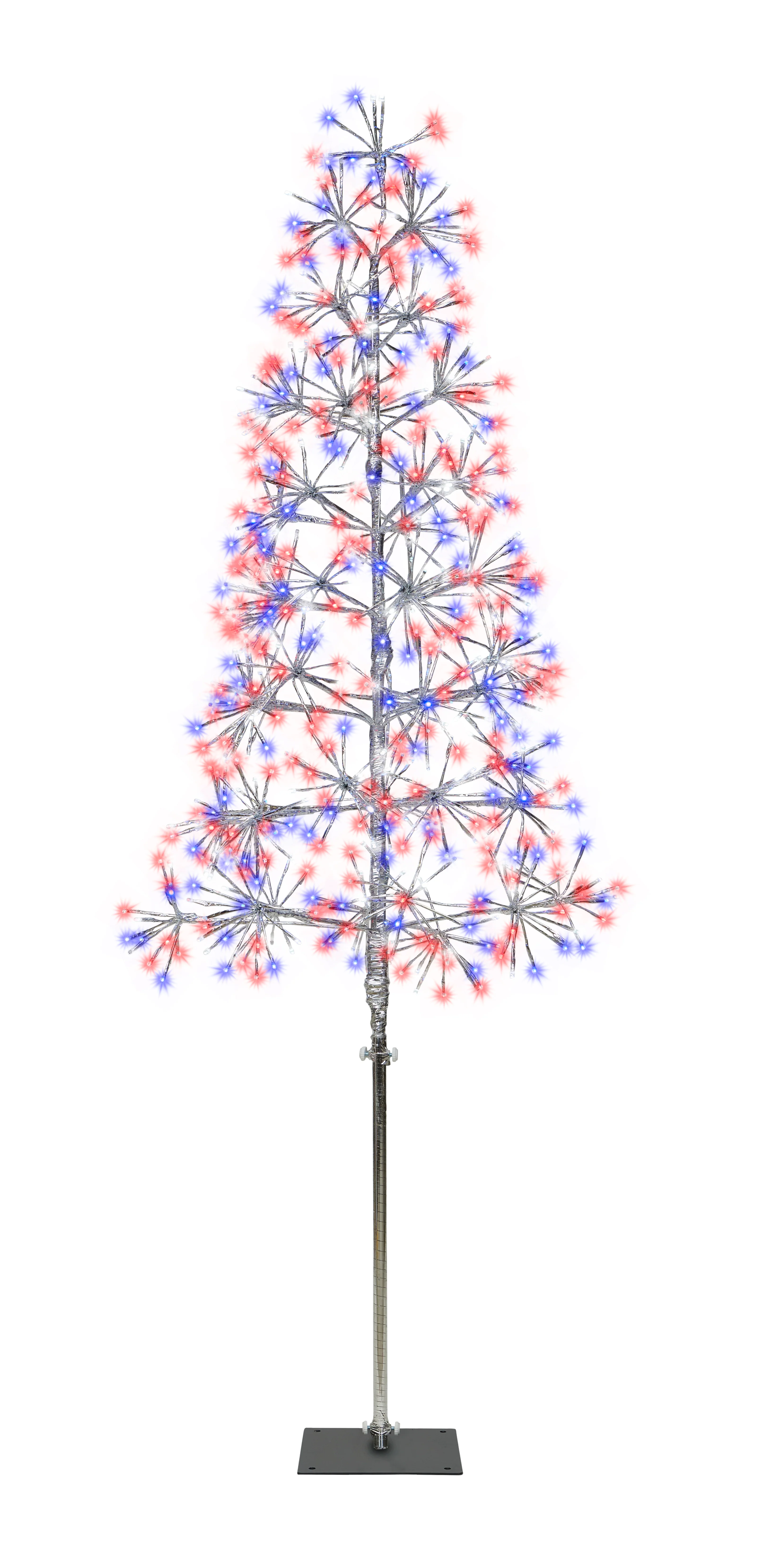 6' Red, White and Blue LED Tree with Silver Frame - Image 4