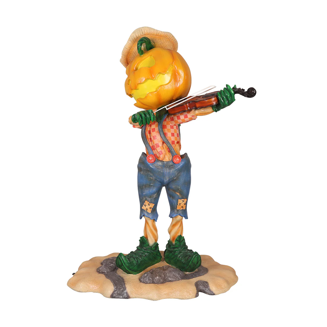 7' Pumpkin Scarecrow Playing the Fiddle - Image 2