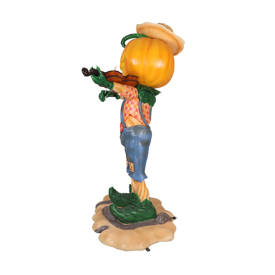 7' Pumpkin Scarecrow Playing the Fiddle - Image 3