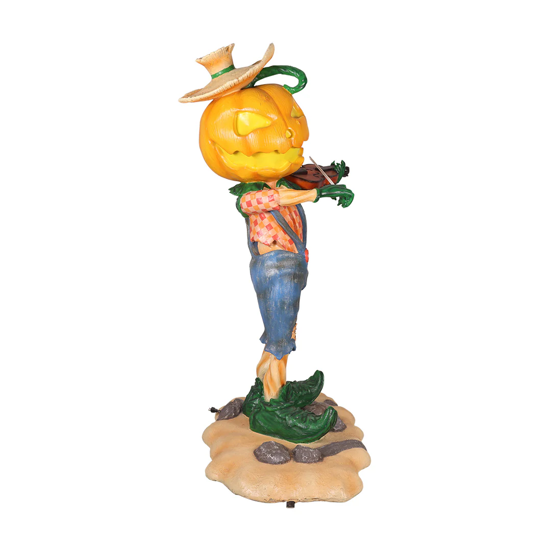 7' Pumpkin Scarecrow Playing the Fiddle - Image 5
