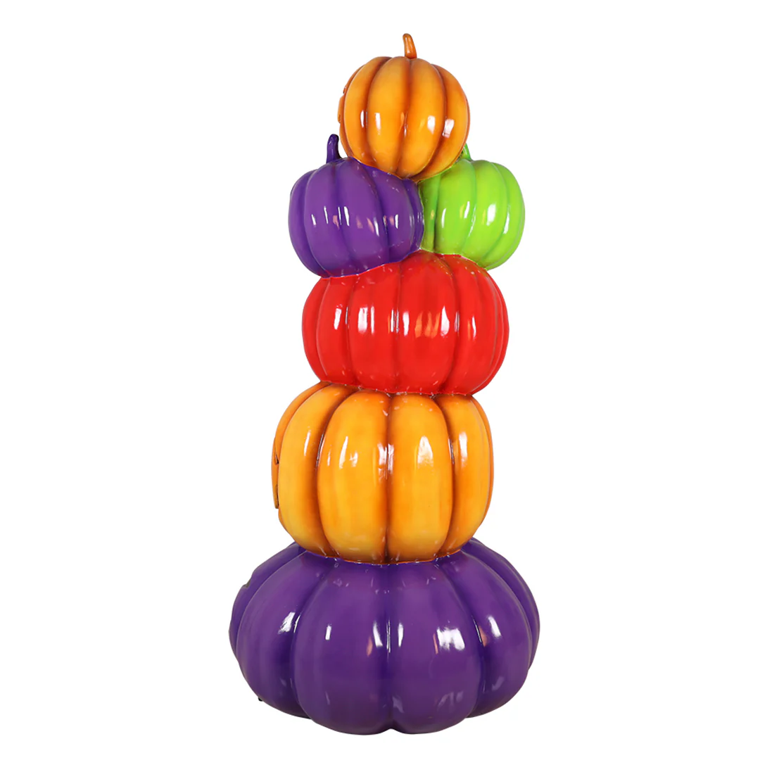 7' Stack of 6 Multicolored Jack-O-Lanterns - Image 3