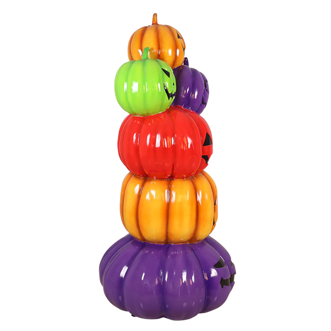 7' Stack of 6 Multicolored Jack-O-Lanterns - Image 4