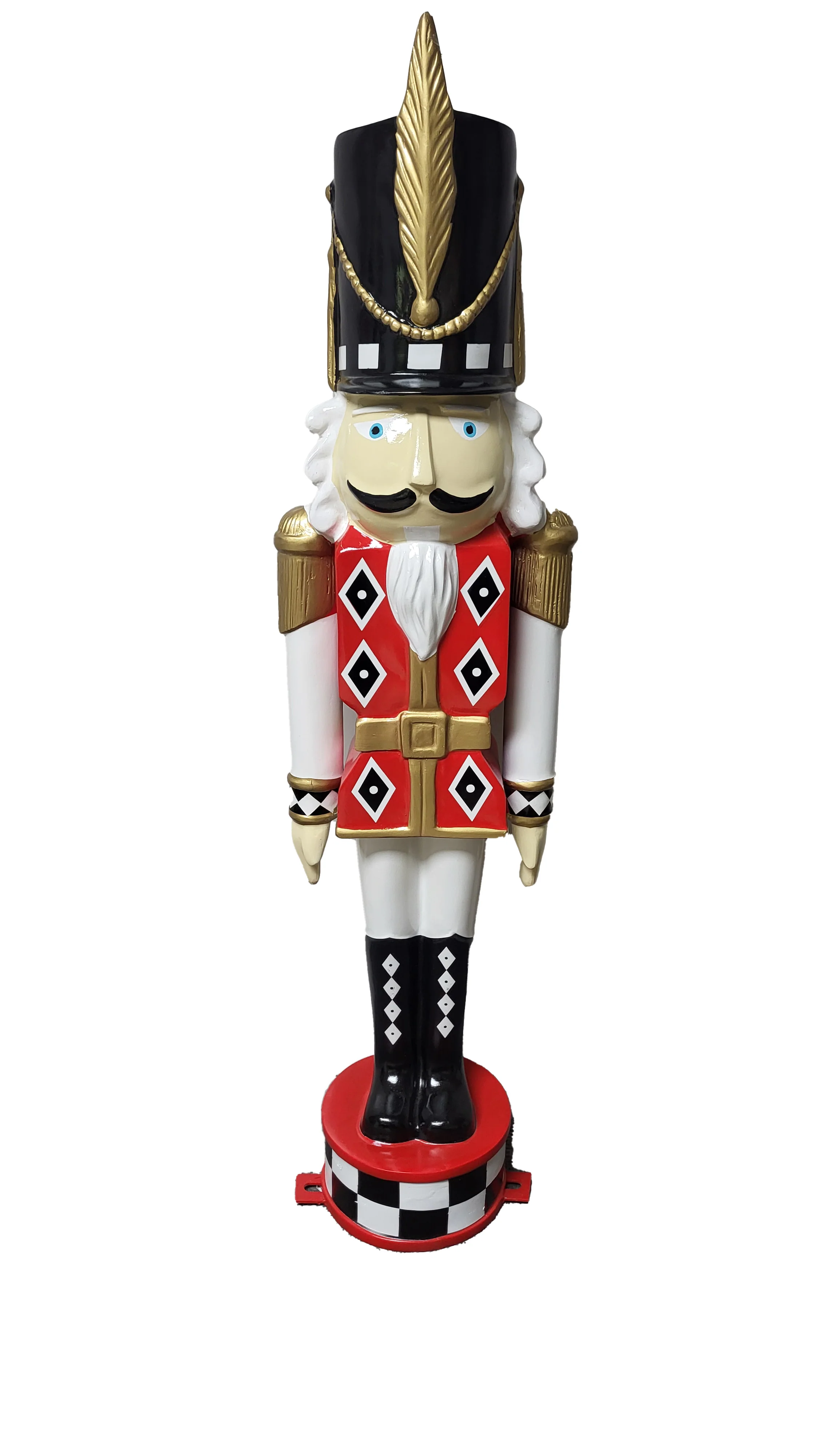 8' Nutcracker Wearing a Red Jacket and White Uniform