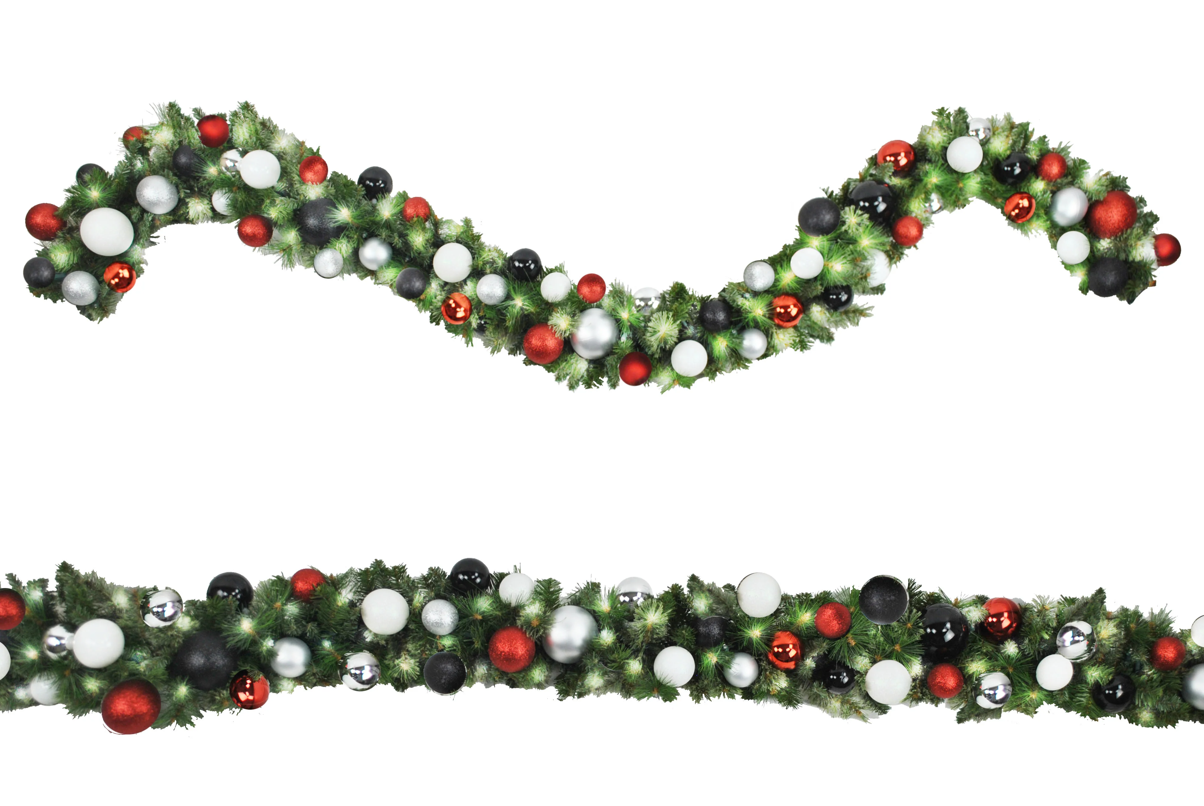 9' Mixed Blend Garland with Warm White LED Lights and Modern Themed Ornaments - Image 2