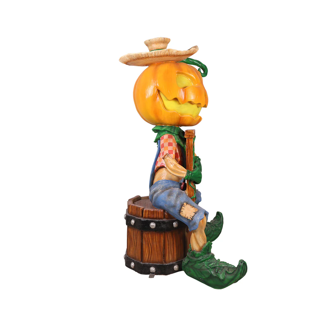 5'8" Tall Pumpkin Scarecrow Playing the Washboard - Image 4