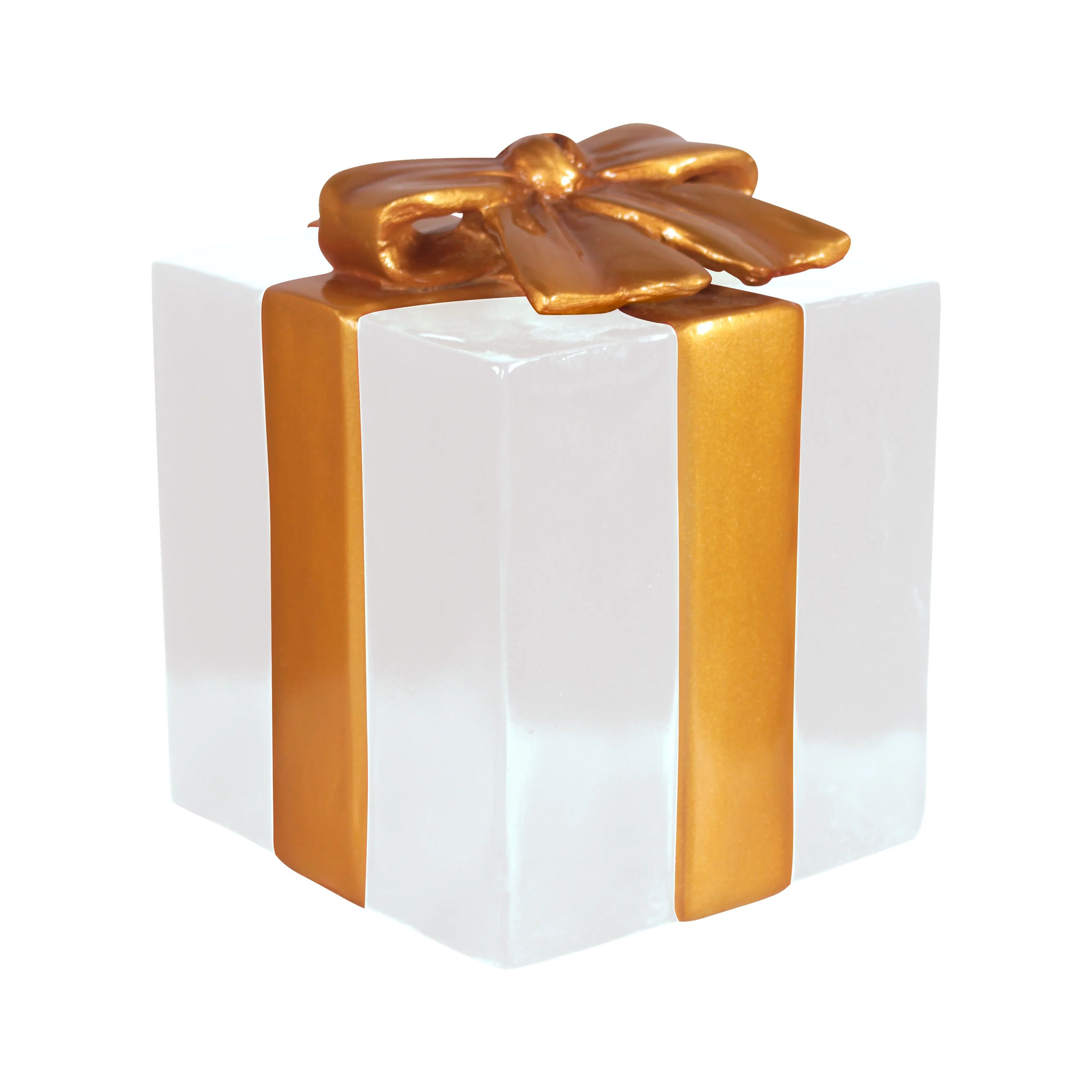 White Square Gift Box with Gold Bow