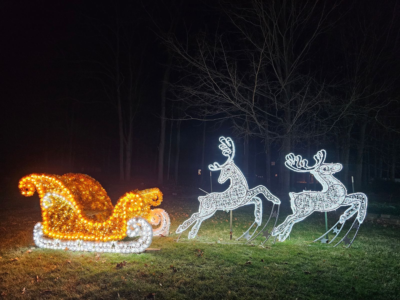 6.5' Leaping 3D Deer Looking Back Lit with Pure White LEDs - Image 2