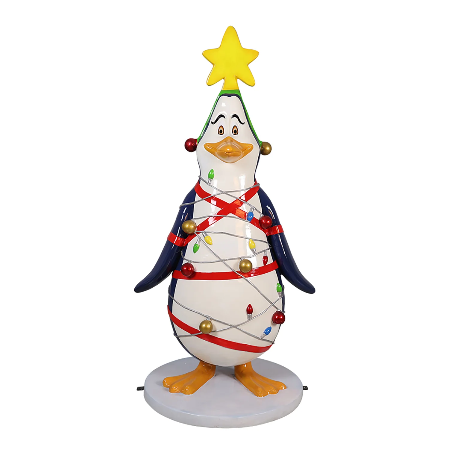 Funny Penguin with Christmas Lights
